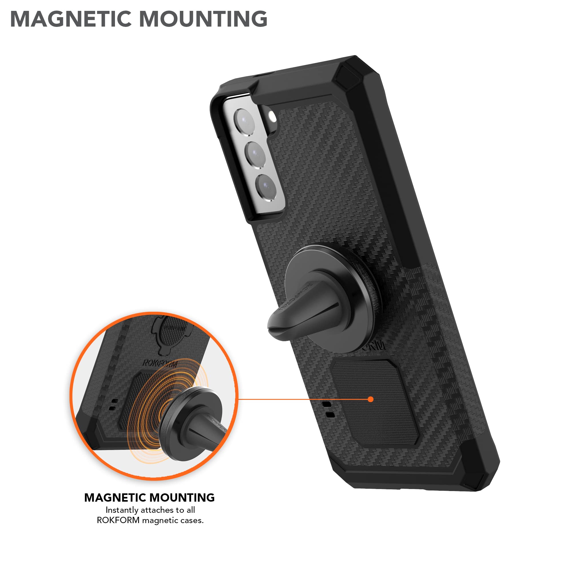Rokform Galaxy S22 5G Rugged Case with Super Grip Car Vent Mount - Durable Protection for Driving, Commuting, and Outdoor Adventures