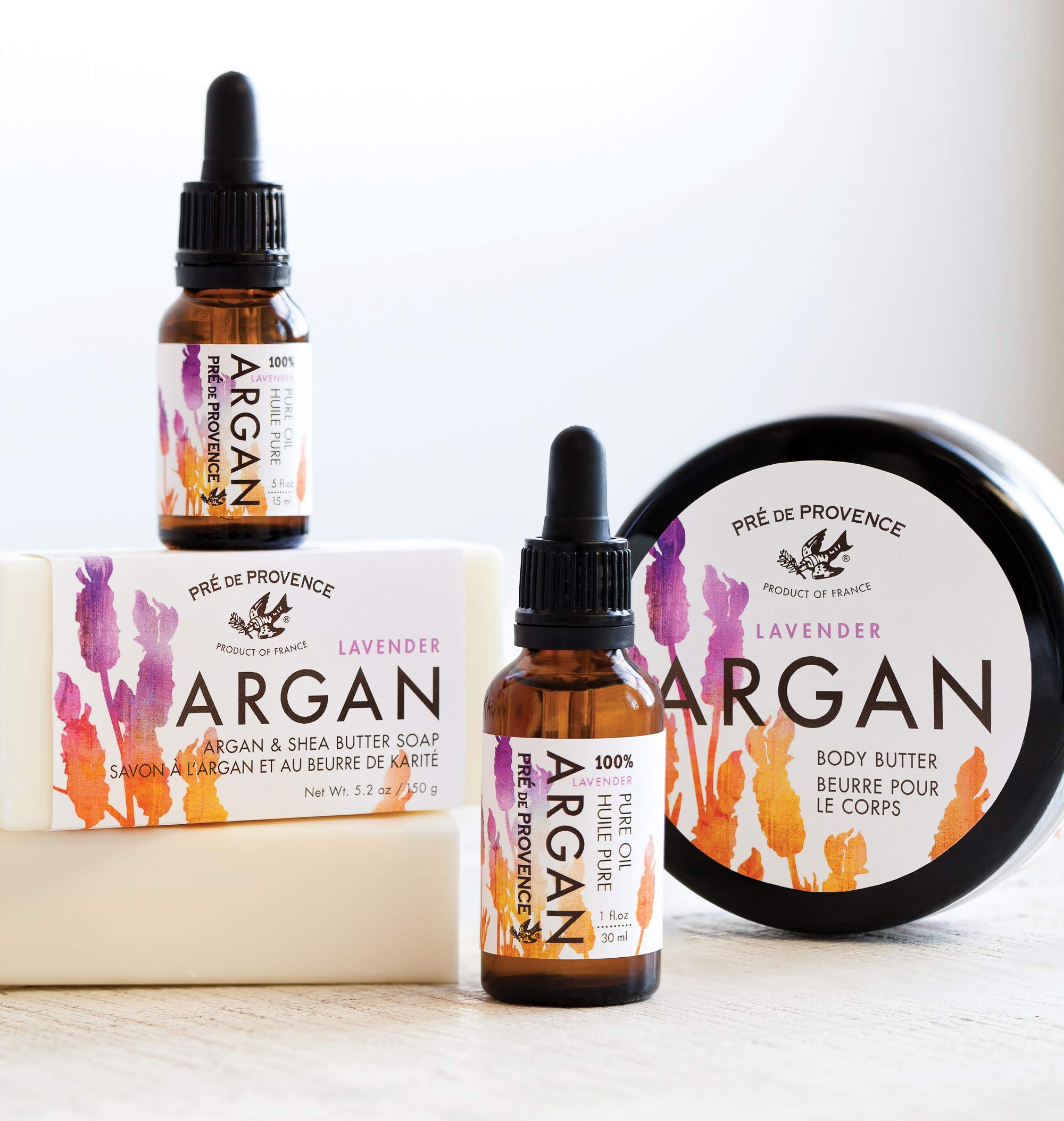 Pre De Provence Pure Moroccan Argan Oil for Skin, Face, Hair & Nails - 1oz Lavender Scented - Hydrating & Nourishing Treatment for Dry Skin & Damaged Hair - Perfect for Daily Moisturizing & Spa Nights