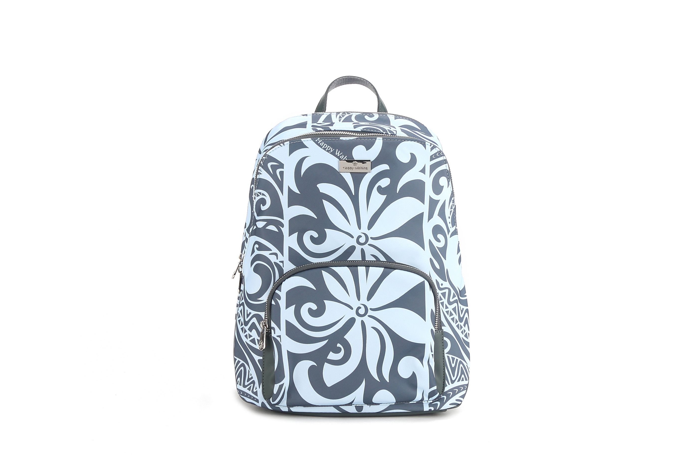 Large Keʻolu Tapa Tiare Teal Backpack - Durable Travel Backpack for Hiking, School & Work | Water-Resistant Daypack with Laptop Compartment
