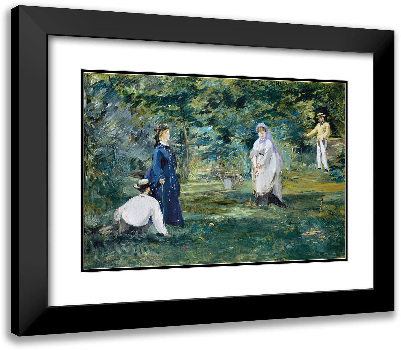 Édouard Manet 'A Game of Croquet' (1873) 24x18 Inch Black Modern Framed Museum Art Print with Double Mat - Perfect for Living Room, Office & Gallery Wall Decor