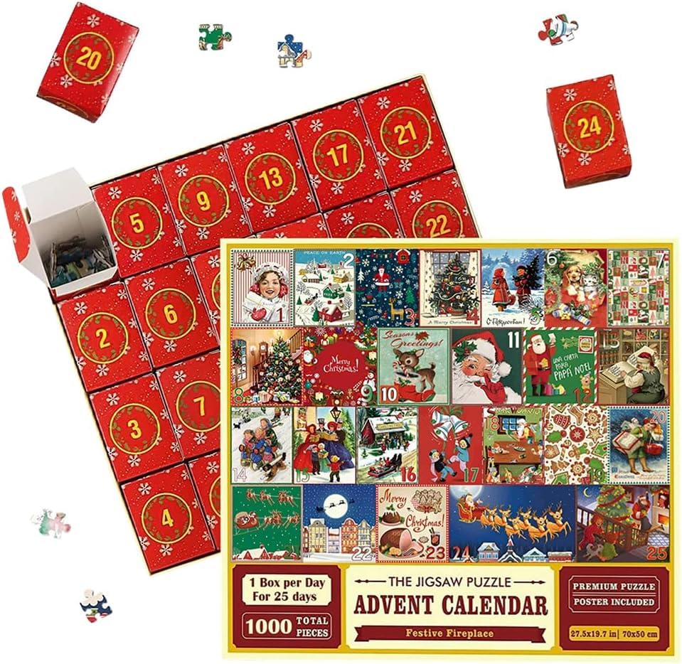 ZOYDP 2024 Advent Calendar Puzzle - 1000 Piece Christmas Countdown Puzzle for Adults & Kids | Holiday Family Activity & Festive Home Decor