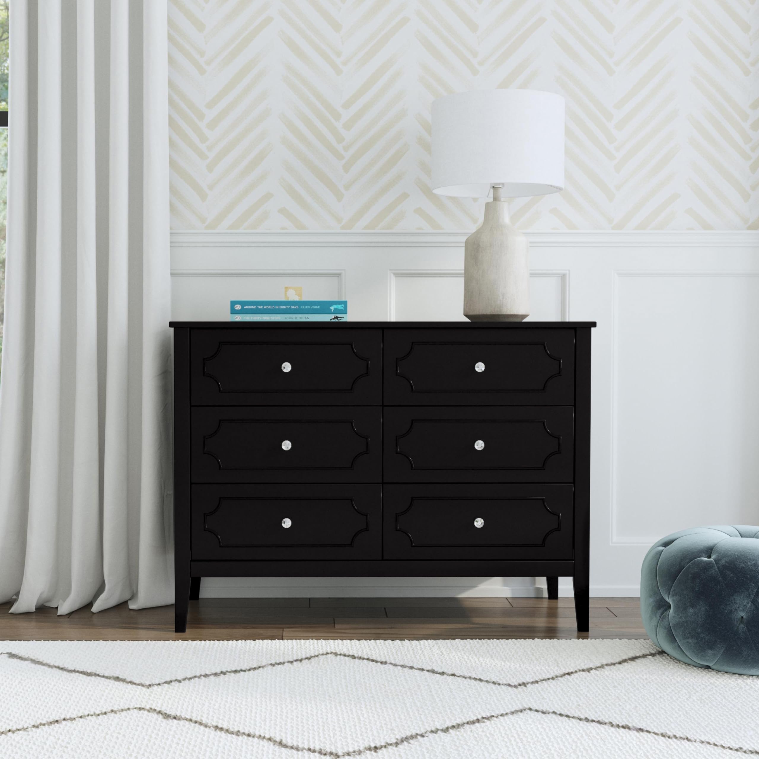 DaVinci Chloe Regency 6 Drawer Dresser in Ebony Finish - Stylish Bedroom Storage Furniture for Home Organization & Nursery Decor