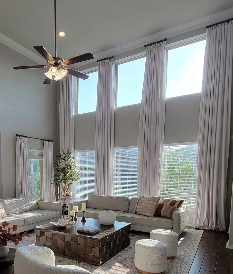Linen Curtains Unlined Ivory White - Light Filtering Window Drapes for Living Room & Bedroom