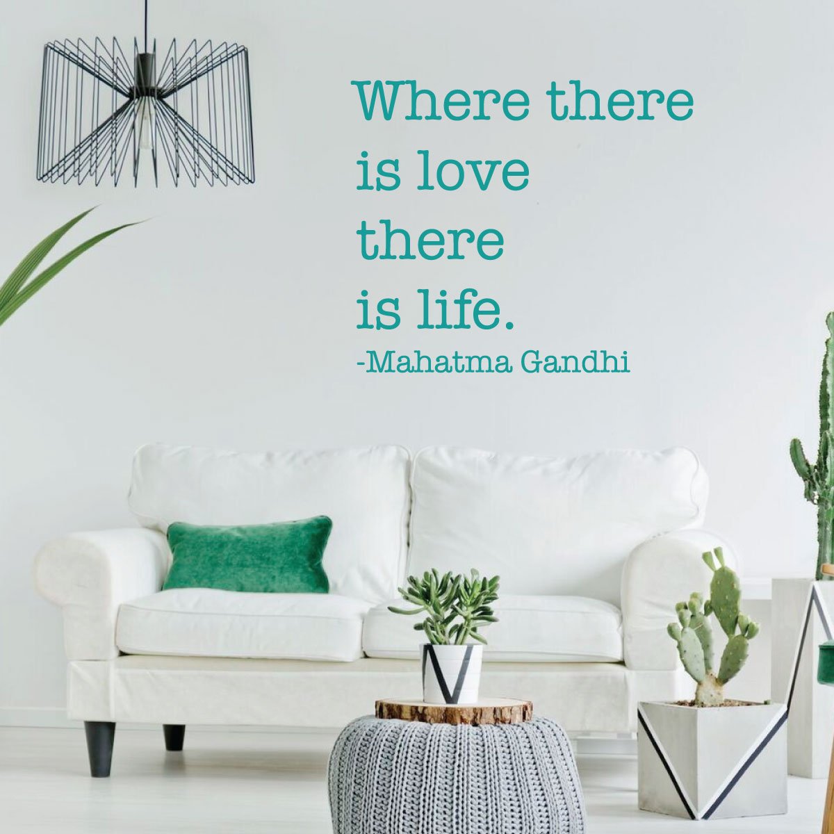 Inspirational Wall Decals with Mahatma Gandhi Quote - 'Where There Is Love There Is Life' - Removable Vinyl Stickers for Home, Bedroom, Nursery & Office Decor - Perfect for Living Room, Dorm & Gift Ideas