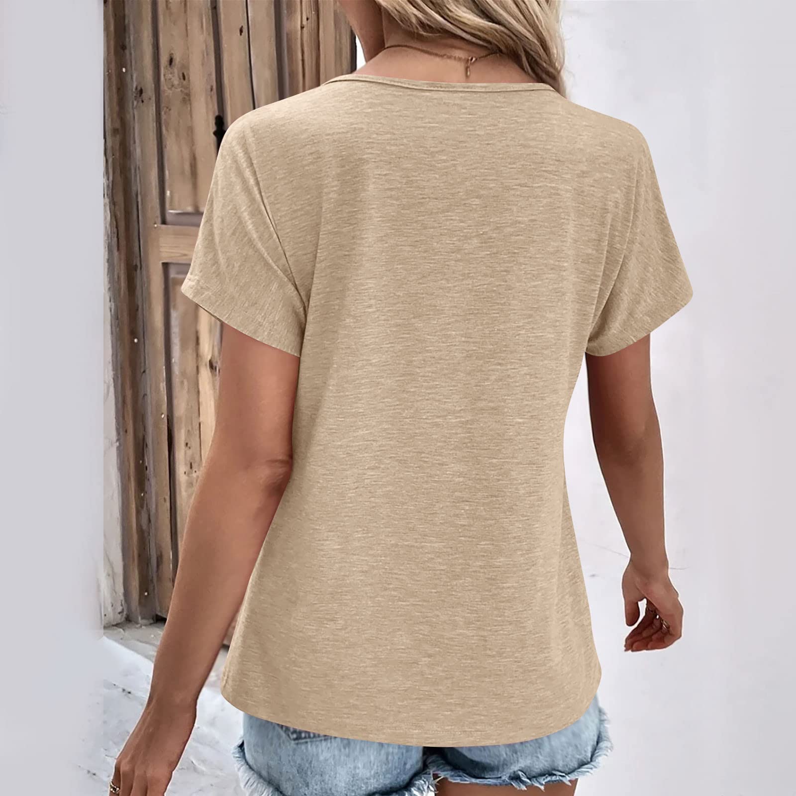 2024 Trendy Women's Summer Tops - Short Sleeve Button Down Shirts with Crewneck & V-Neck Styles | Cute Casual Blouses for Going Out, Office Wear & Date Nights | Breathable Tees for Beach, Shopping & Summer Vacation