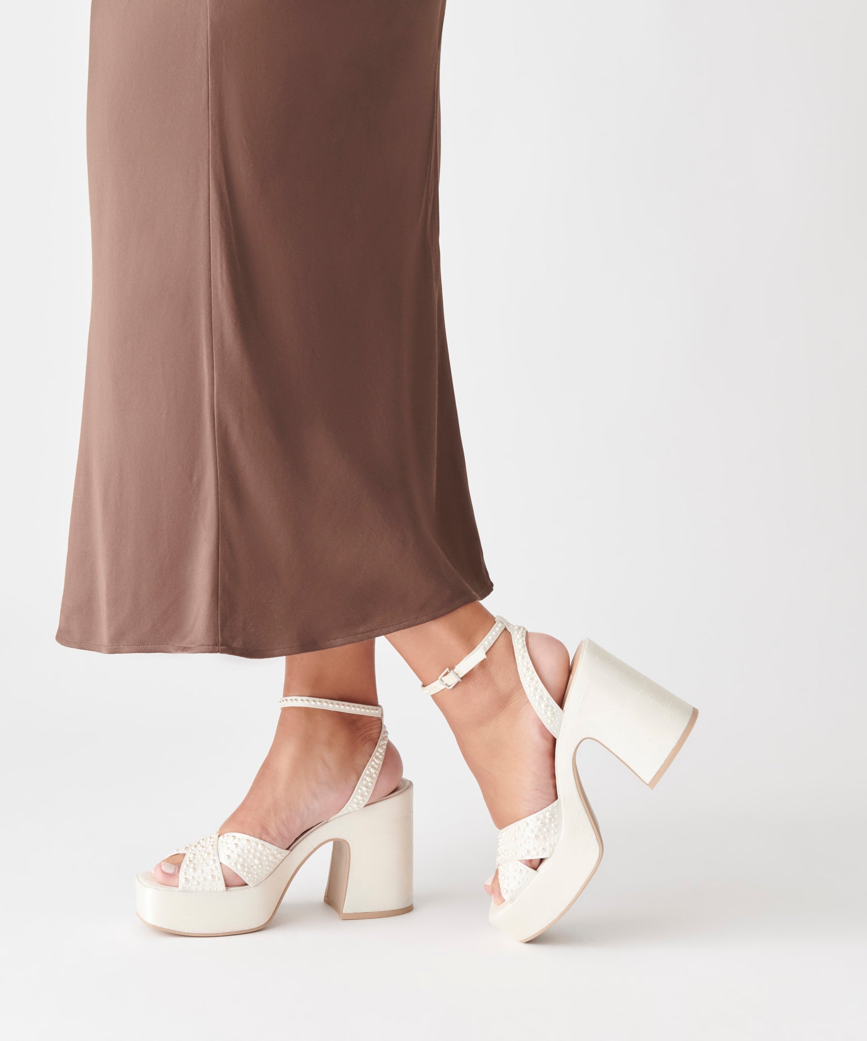 WESSI Pearl Heels - Elegant Vanilla Pearl Embellished Women's High Heels for Weddings, Parties & Special Occasions