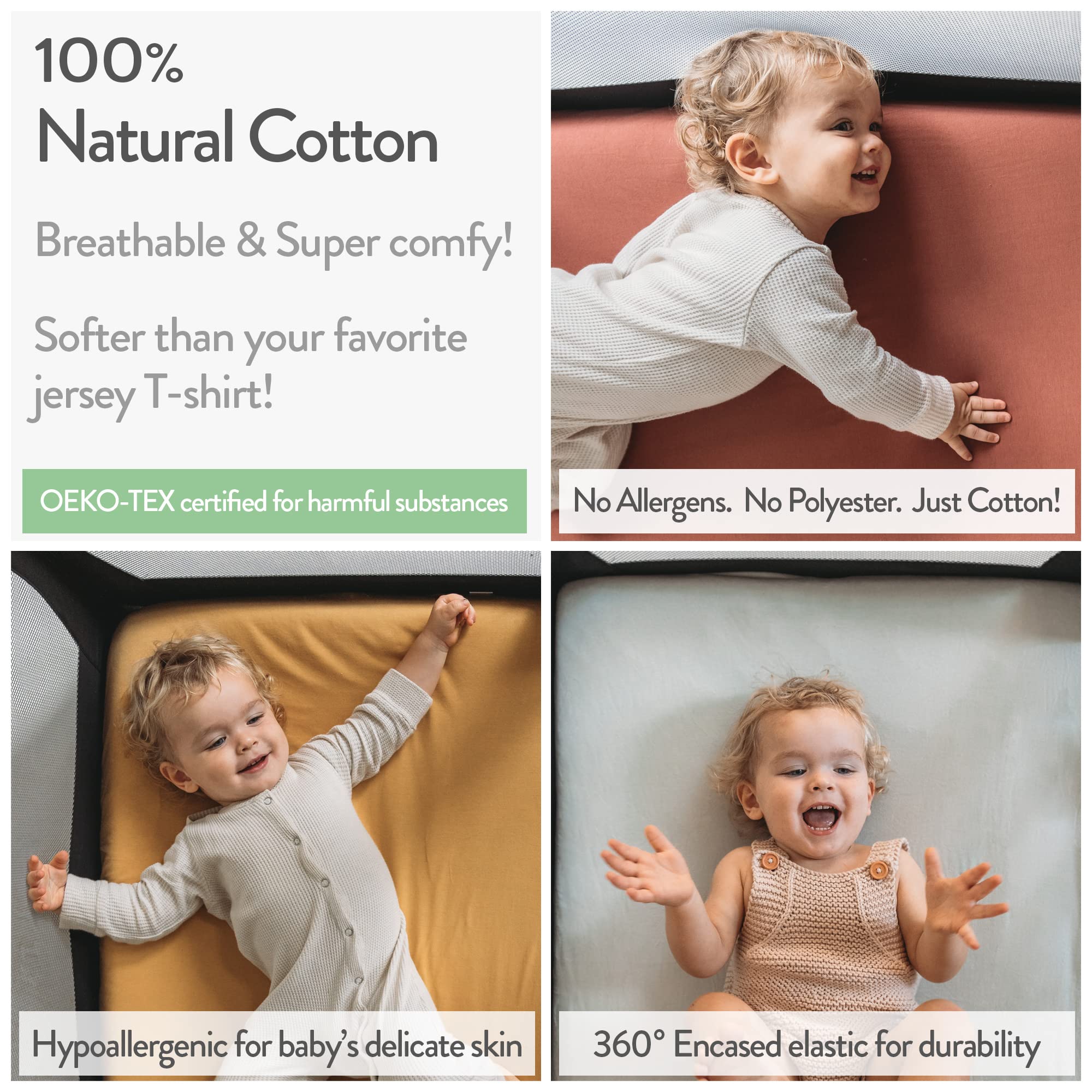 Baby Bjorn & Guava Lotus Travel Crib Fitted Sheets - 100% Soft Jersey Cotton Crib Sheets (24