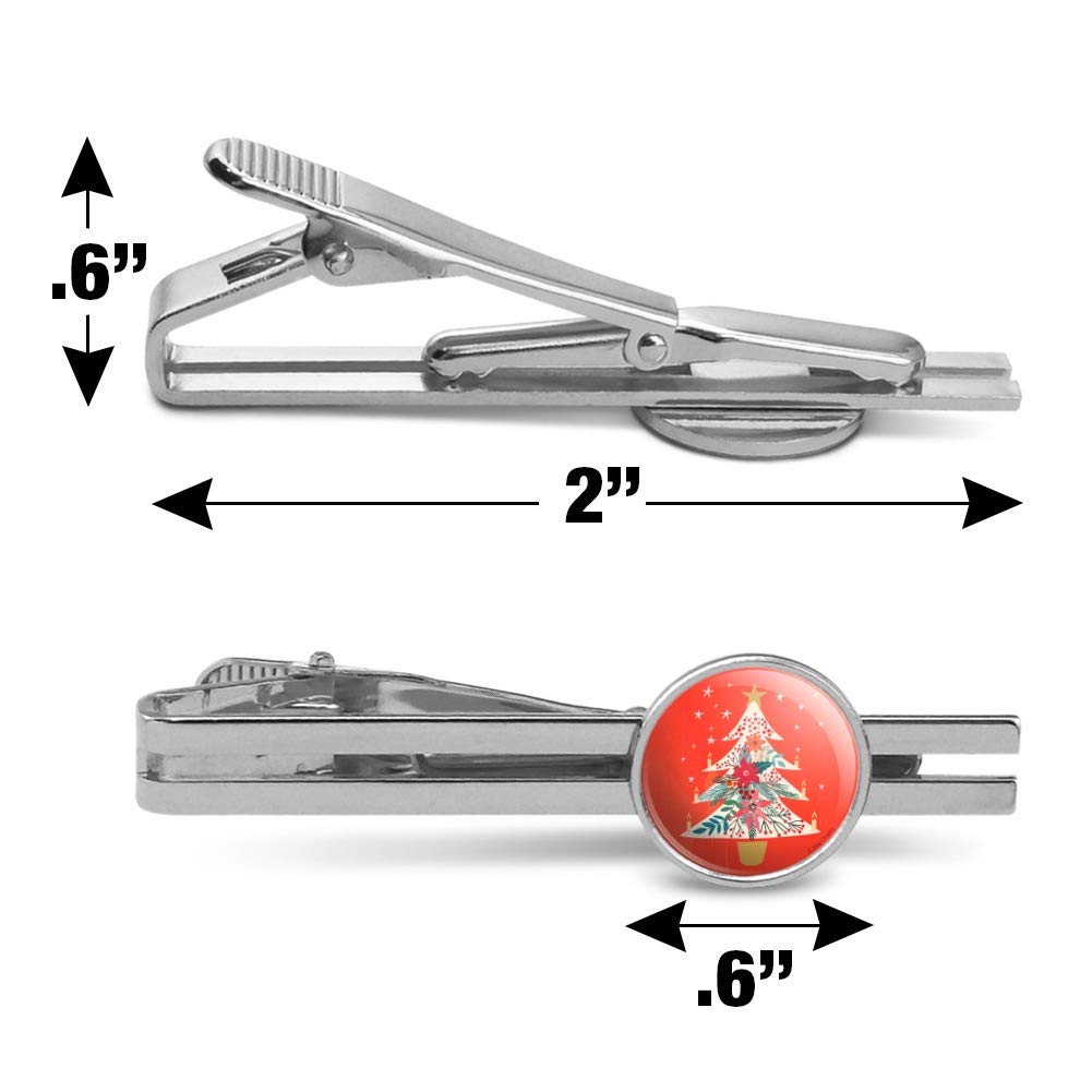 Silver Plated Christmas Tree with Candles Tie Bar Clip - Elegant Holiday Accessory for Suits, Ties & Formal Wear - Perfect for Christmas Parties, Weddings & Office Events