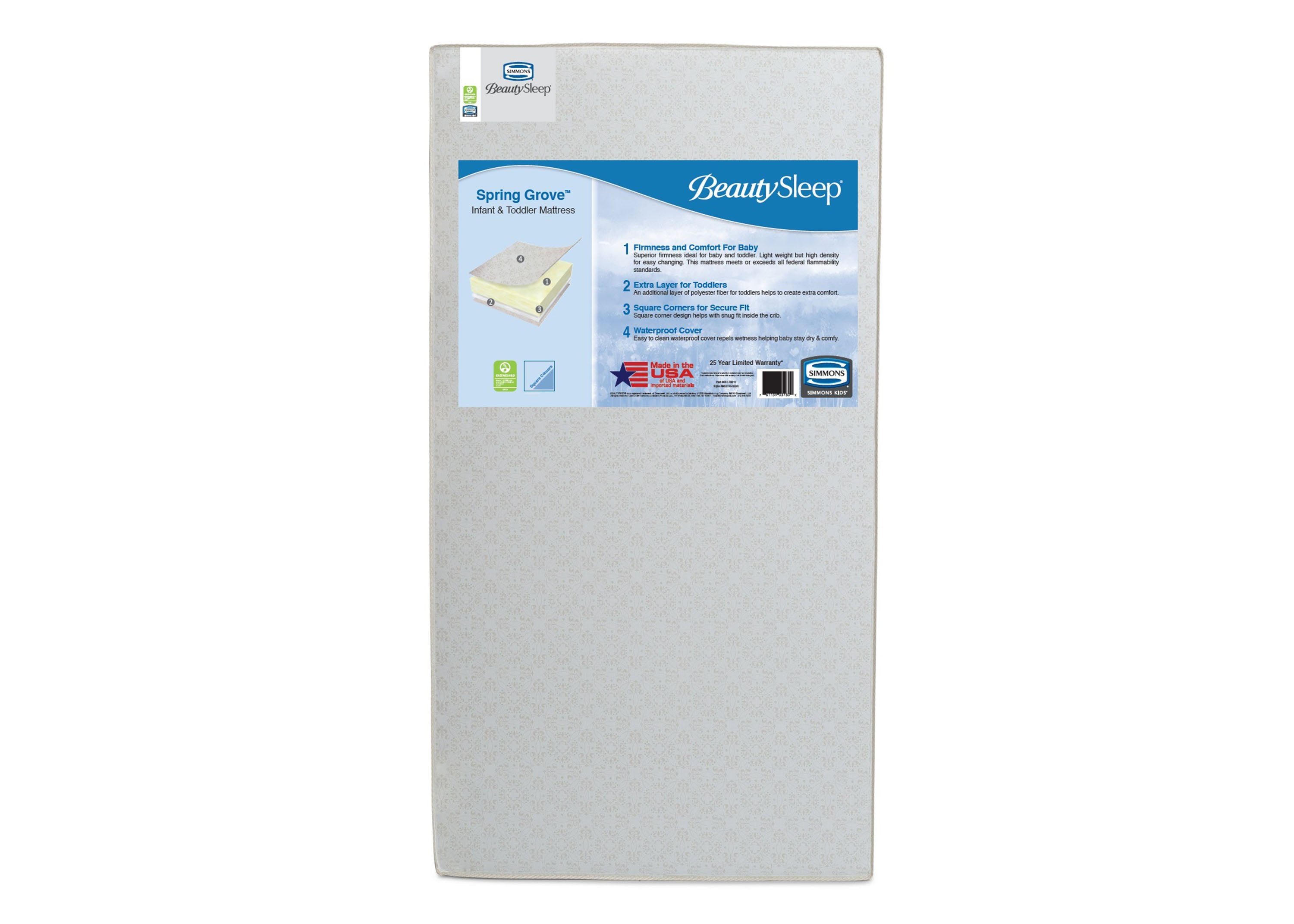 Beautyrest BeautySleep Spring Grove Crib & Toddler Mattress - Waterproof, Hypoallergenic Baby Bed Mattress for Nursery & Daycare Use