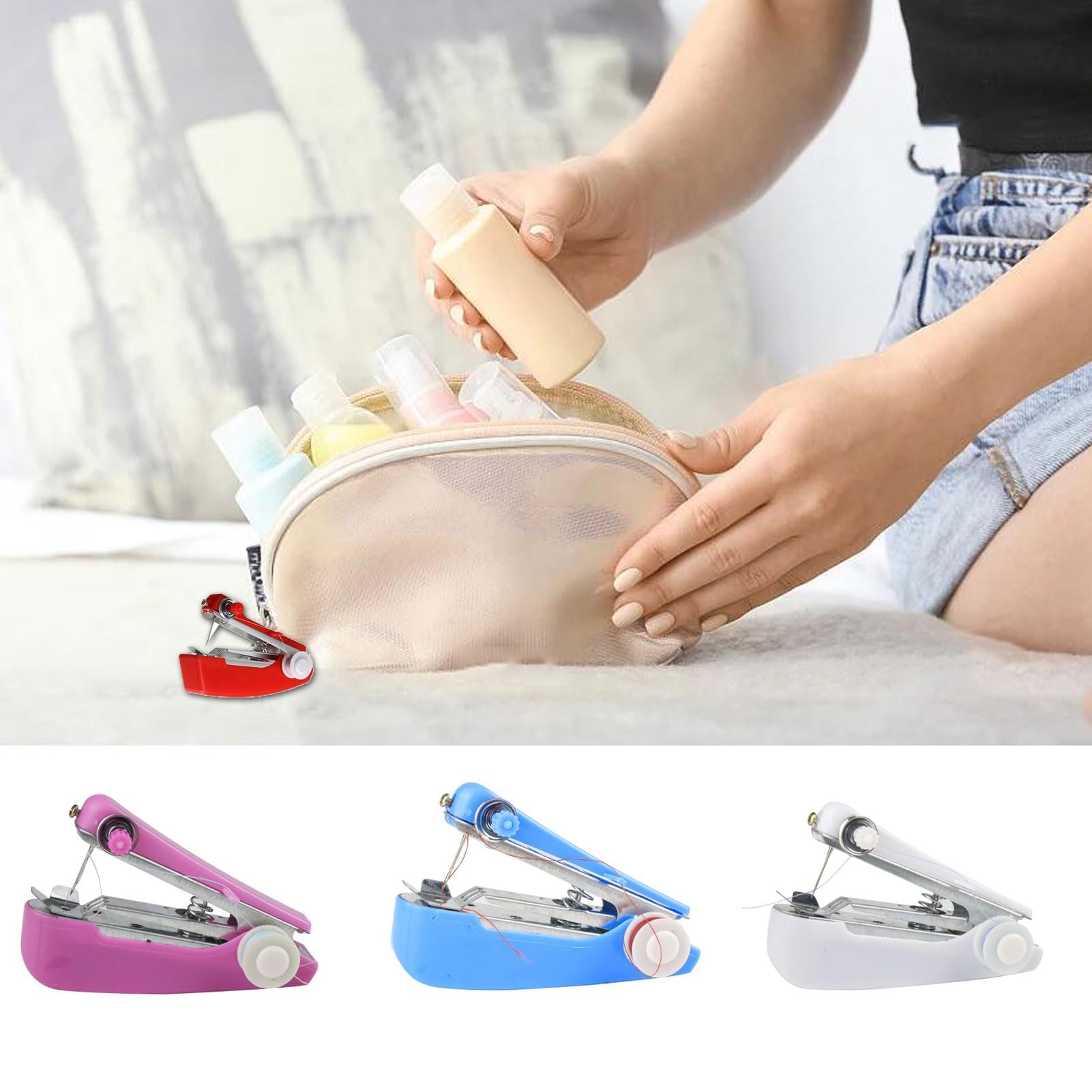 2024 Tinytailor Mini Sewing Machine - Portable Handheld Sewing Tool Kit for Quick Repairs (White) | Perfect for Travel, Emergency Fixes & DIY Crafts
