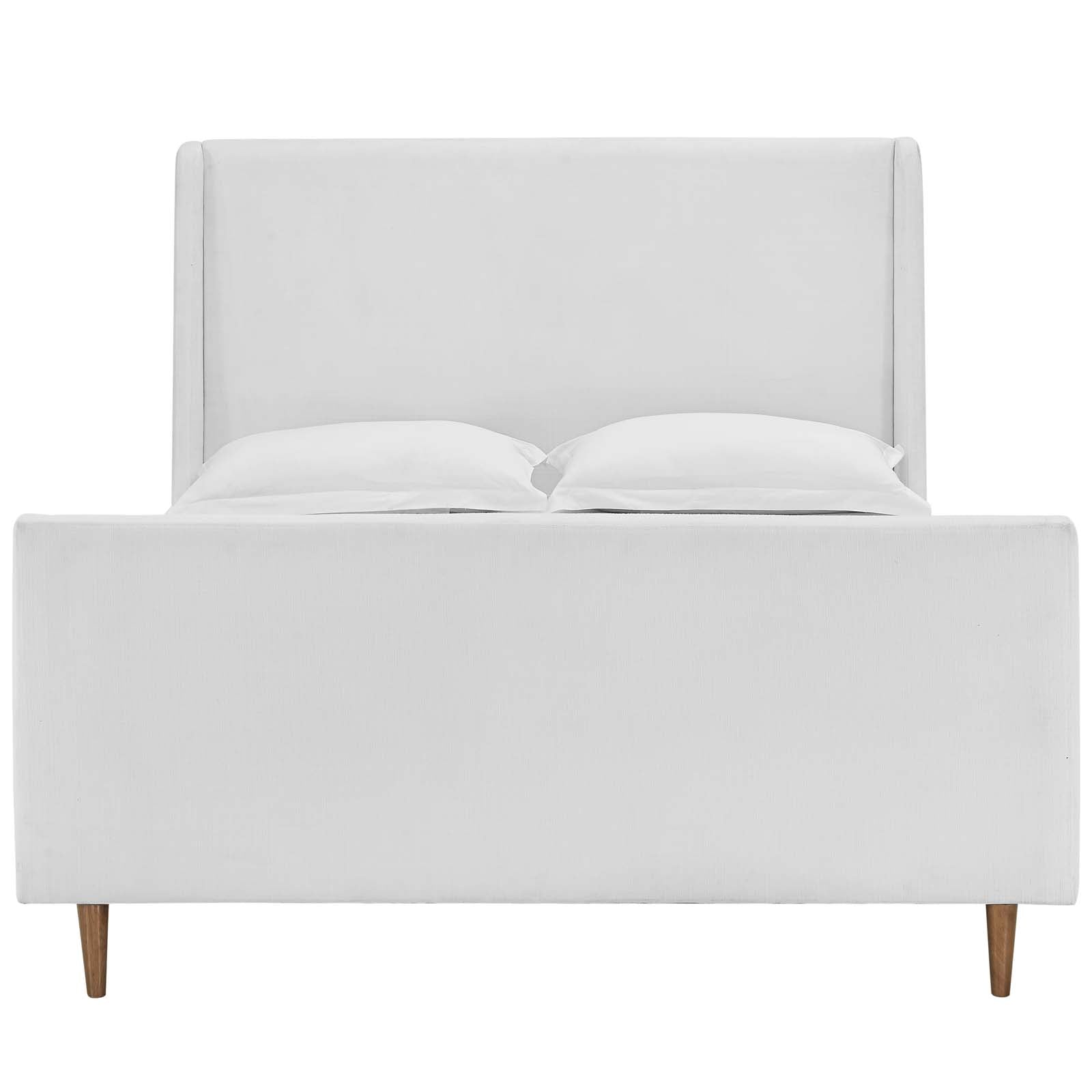 Aubree Upholstered Fabric Sleigh Platform Bed Frame - Queen Size Modern Bedroom Furniture for Master Bed, Guest Room & Dorm