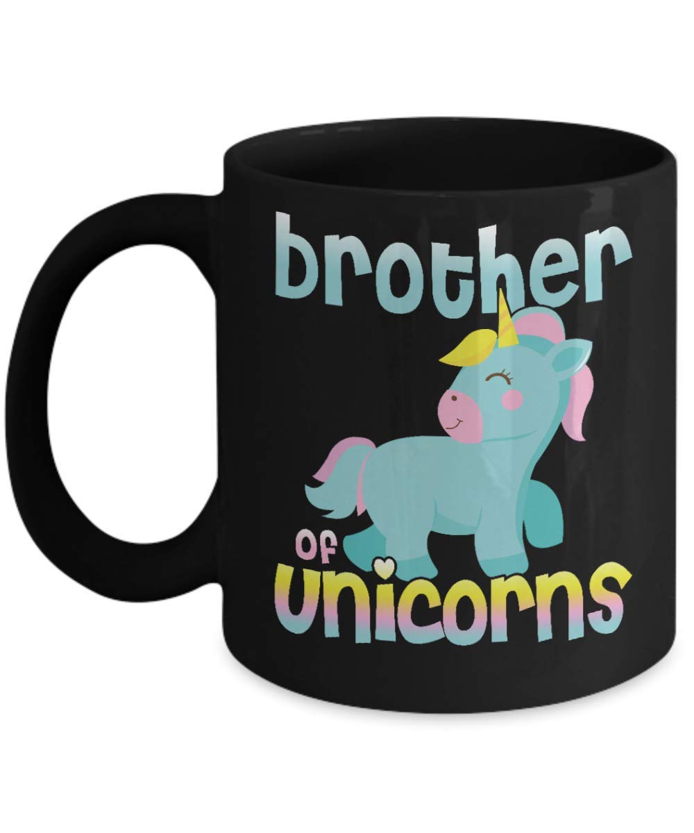 Zapbest Brother Coffee Mug - Black Porcelain 11oz Funny Quote Mug for Brother of Unicorns | Perfect Gift for Siblings, Office Humor & Coffee Lovers