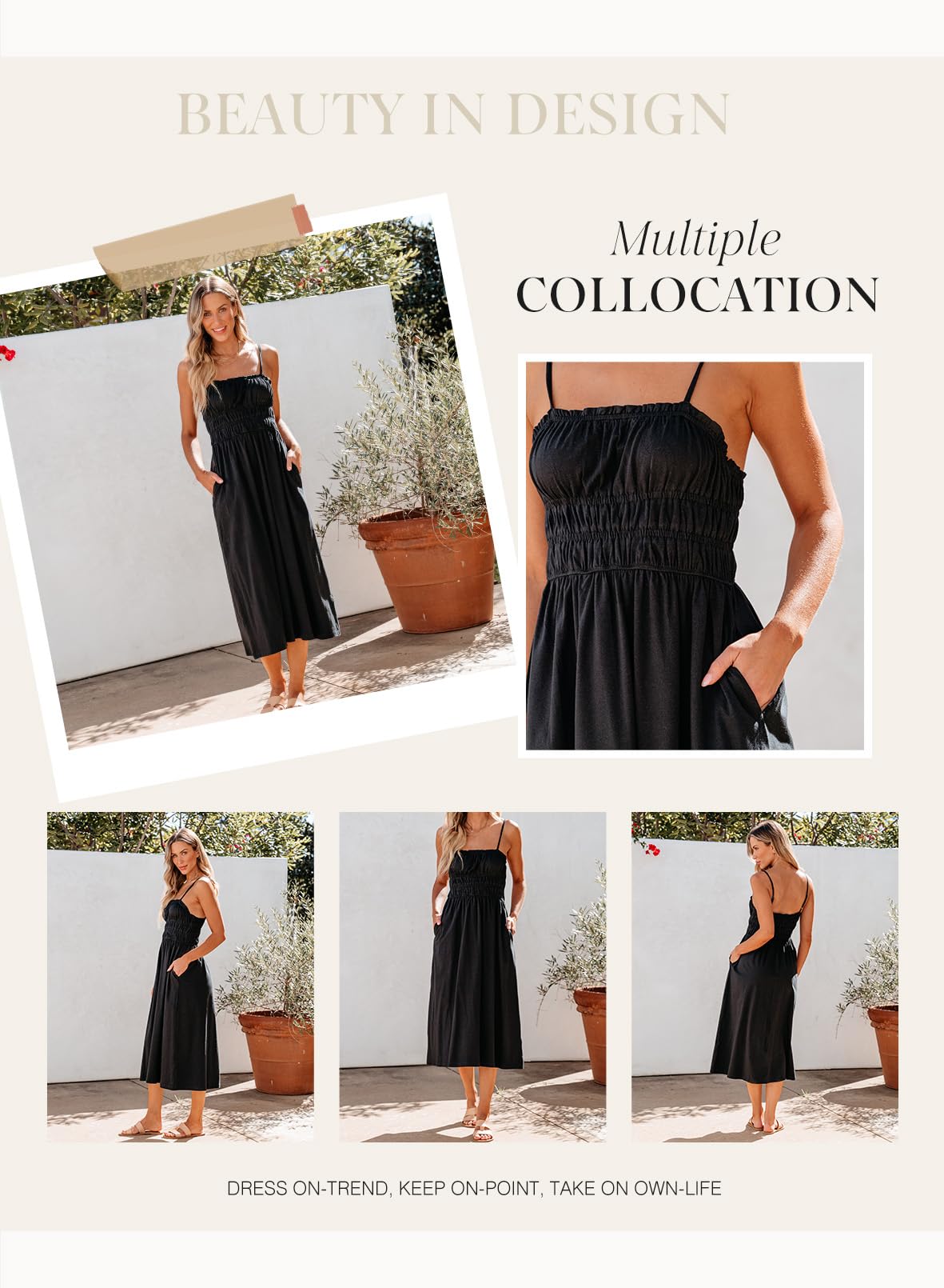 Dokotoo Women's Summer Casual Sleeveless Midi Dress with Pockets - Flowy Pleated Tiered Maxi Dress for Beach, Vacation & Everyday Wear