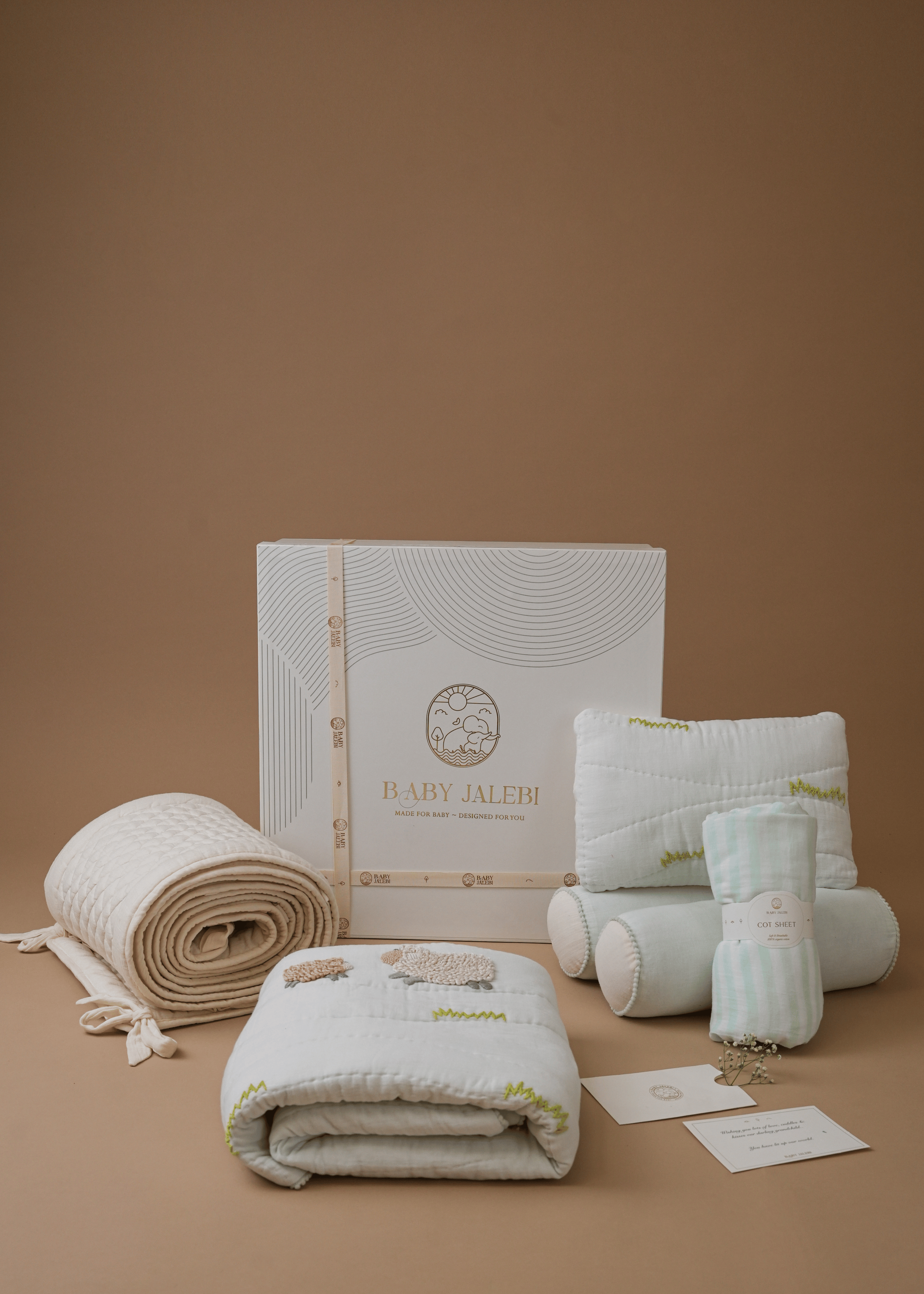 Counting Sheep Nursery Bedding Set - Soft Baby Crib Bumper, Fitted Sheet & Skirt - Organic Cotton Crib Set for Newborns & Toddlers - Perfect for Nursery Decor & Safe Sleep