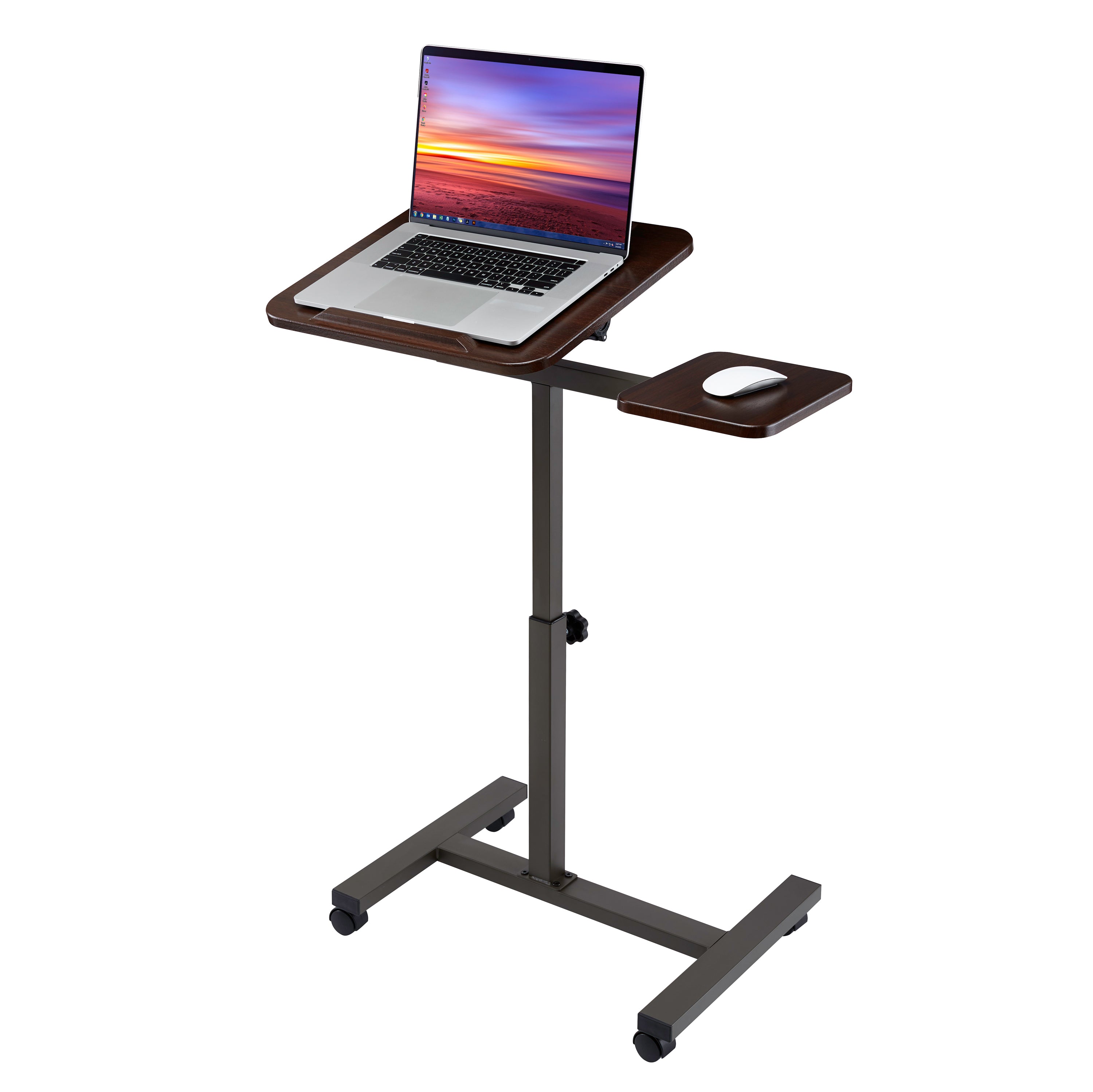 Premium airLIFT® Adjustable Tilting Mobile Desk Cart - Solid Walnut Wood for Home Office, Study & Workspace - Perfect for Standing Desk, Laptop Work & Craft Station