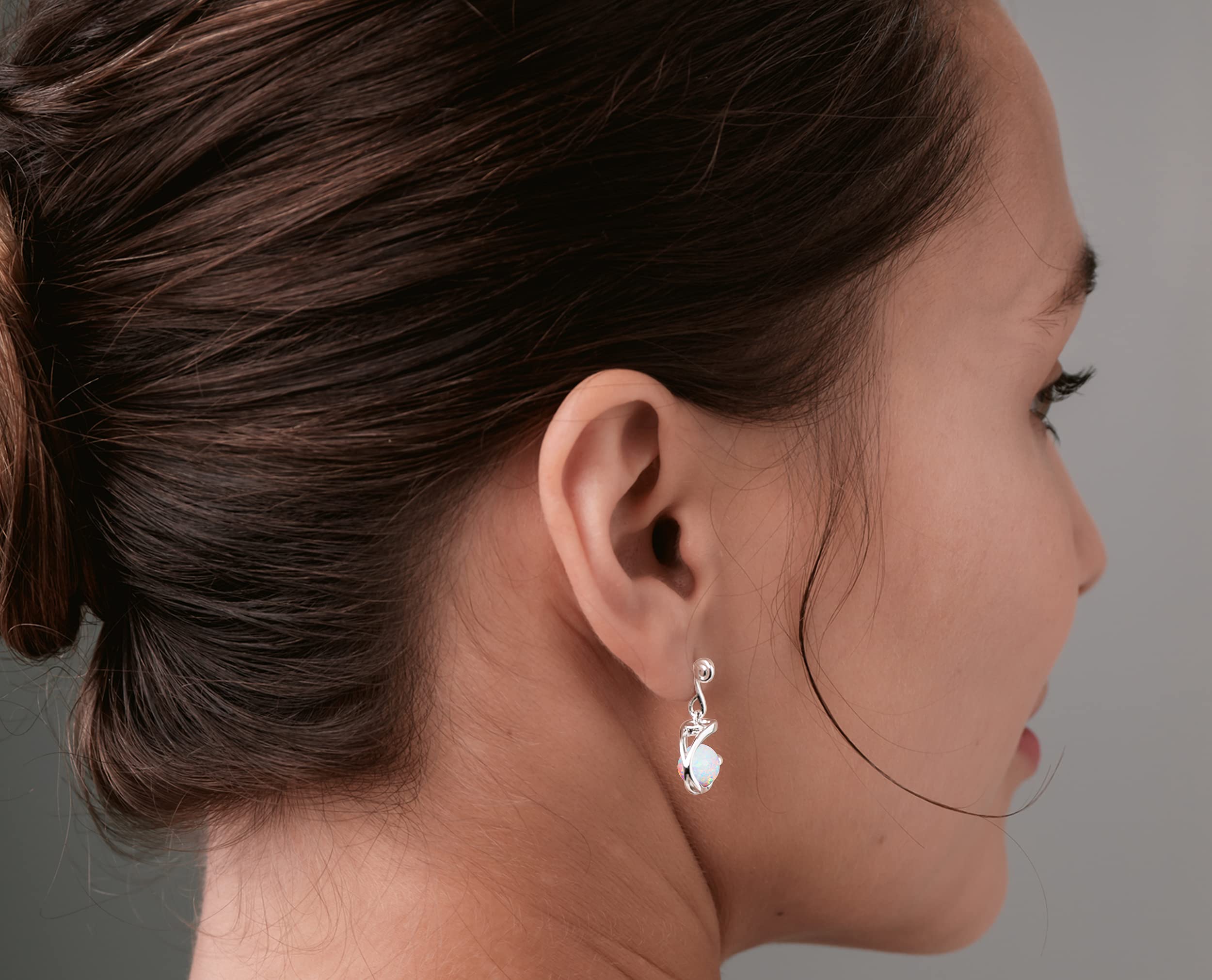Rainbow Opal Dangle Earrings for Women - October Birthstone Jewelry - Silver Ball Drop Earrings for Everyday Wear - Elegant Round Gemstone Earrings for Gifts, Parties & Special Occasions