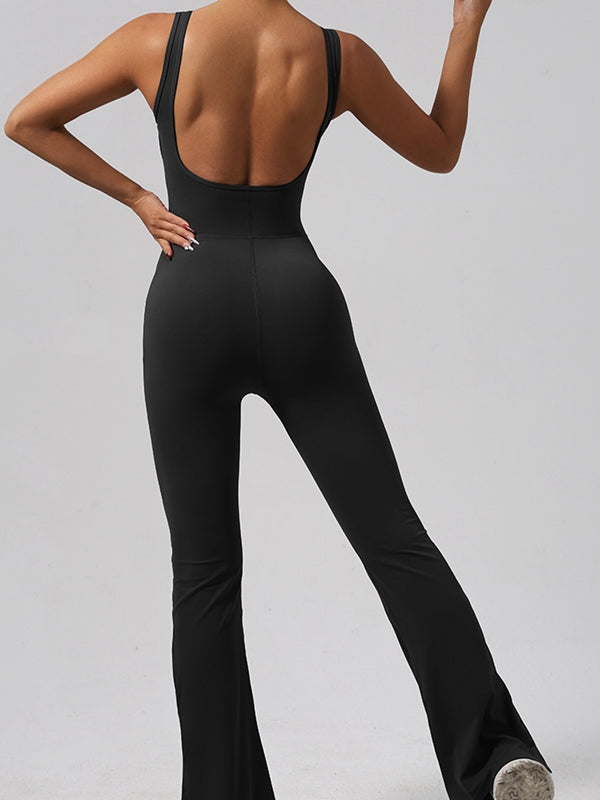 ZASUWA Women's Sexy Cross Neck Backless Flare Leg Jumpsuit - Perfect for Date Night, Parties & Special Occasions