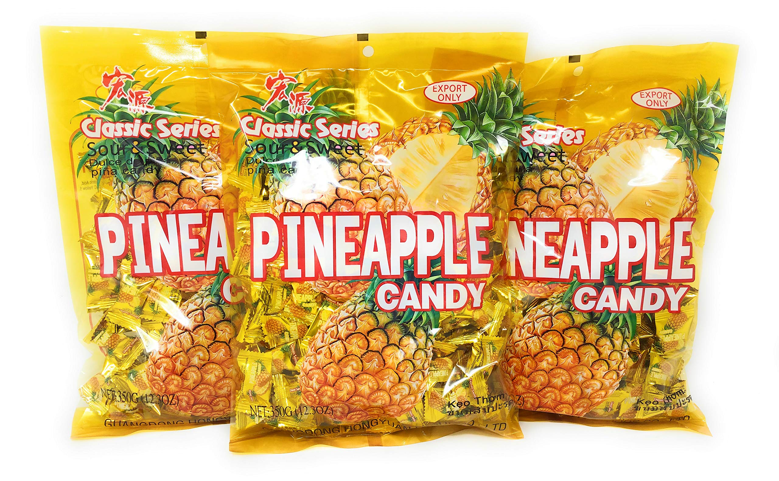 Premium Classic Pineapple Candy 350g (3-Pack) - Sweet Tropical Treats for Parties, Gifts & Snacking