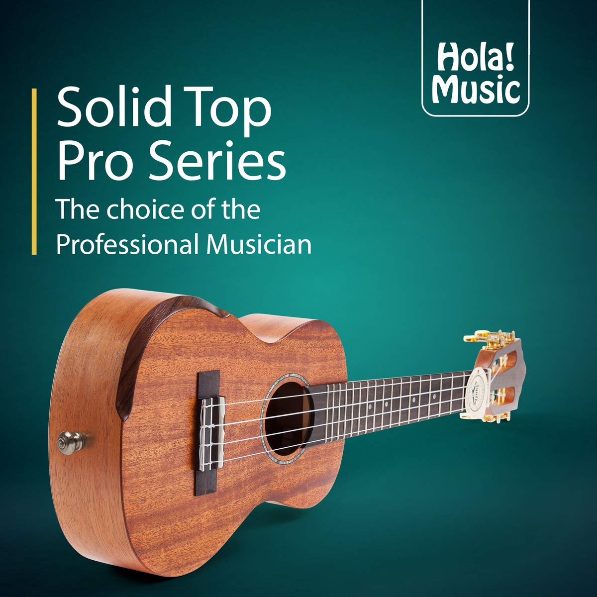 Hola! Music Professional Concert Ukulele - 24 Inch Solid Mahogany Top with Aquila Nylgut Strings, Gig Bag, Strap & Picks Bundle | Perfect for Beginners, Performances & Travel | HM-424SMM+ Model