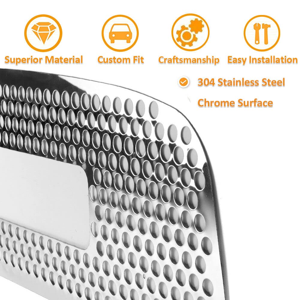 Chrome Stainless Steel Punch Grille for 1999-2002 GMC Sierra 1500/2500 & 2001-2006 Yukon - SS Round Hole Laser Cut Grill Insert - Upgrade Your Truck's Front End Style for Off-Road & Custom Looks