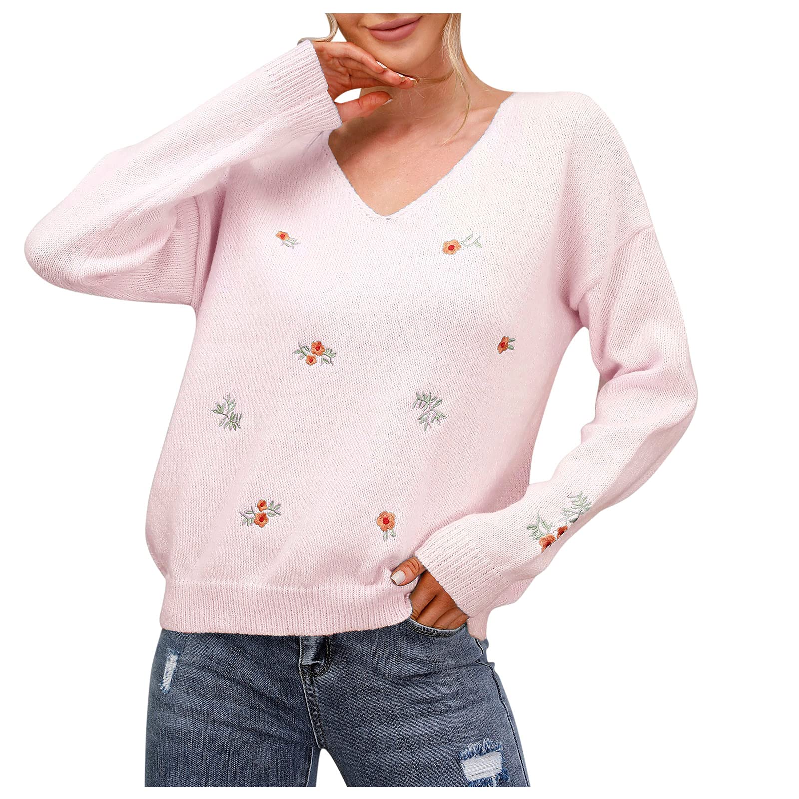 Women's Mink Knitted Pullover Sweater with Pockets - Contrast Leopard Print Long Sleeve Cozy Cardigan for Women & Girls in Pink | Perfect for Casual Outfits, Office Wear & Winter Fashion