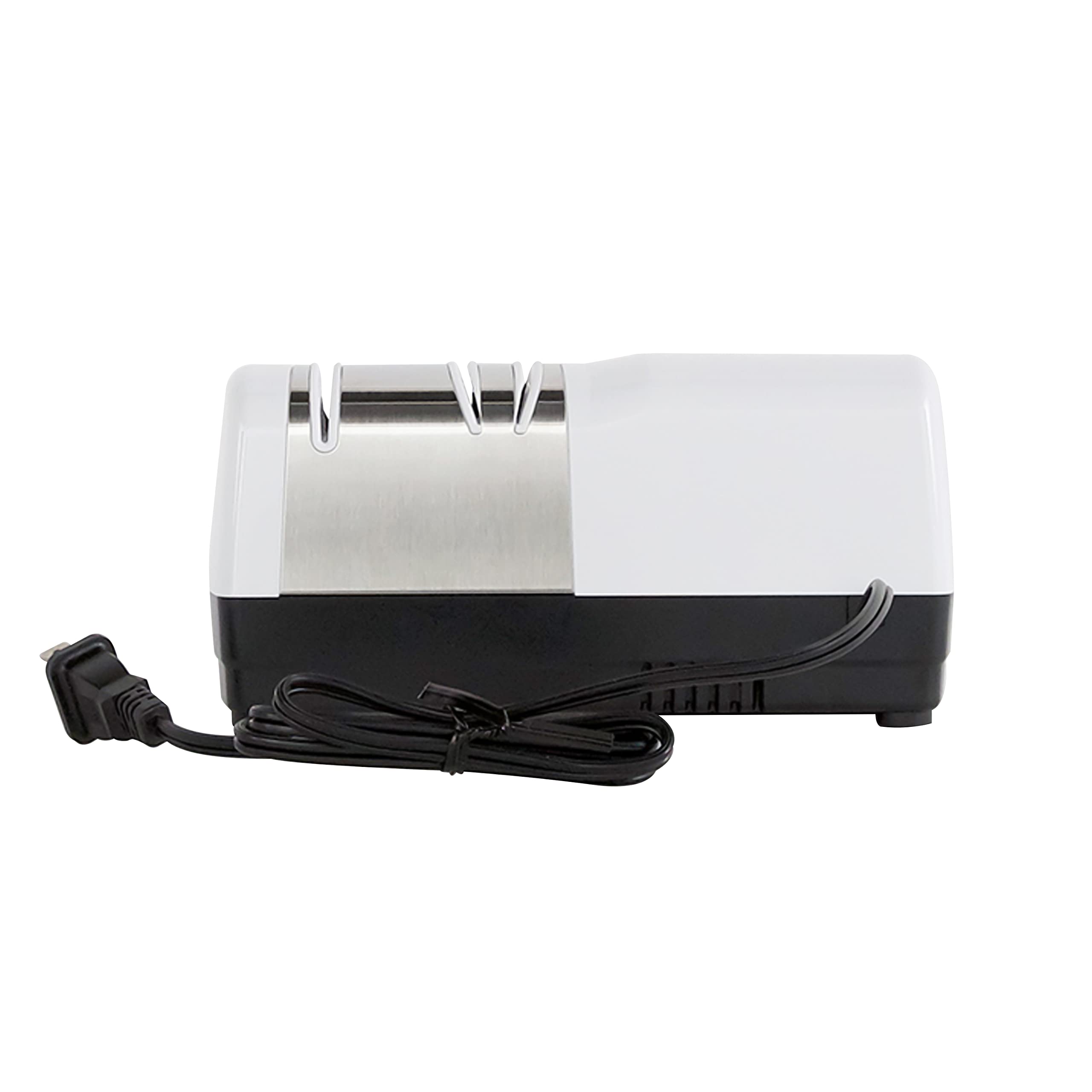 Chef’sChoice Hybrid Knife Sharpener – Electric & Manual 2-Stage Sharpening for 20° Straight-Edge & Serrated Knives | 100% Diamond Abrasives & Precision Angle Guides | White | Perfect for Home Kitchens & Professional Chefs