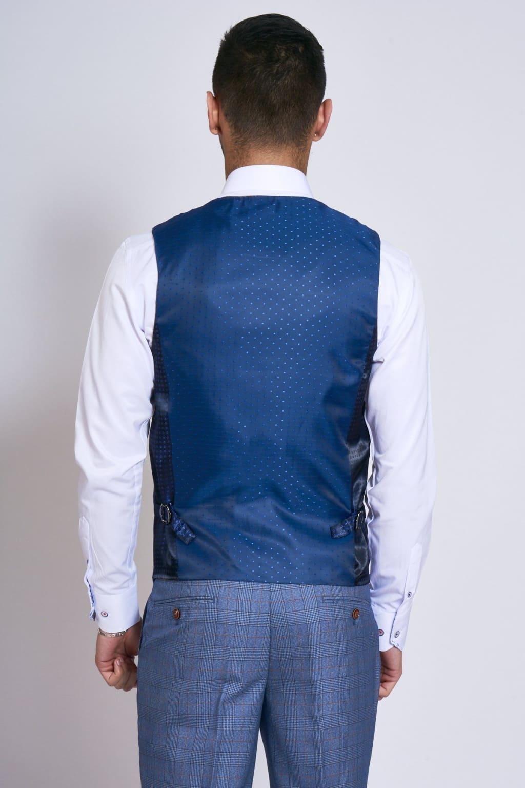 Light Blue Check Three Piece Suit for Men - Marc Darcy George Style Formal Wear | Perfect for Weddings, Business Meetings & Special Occasions