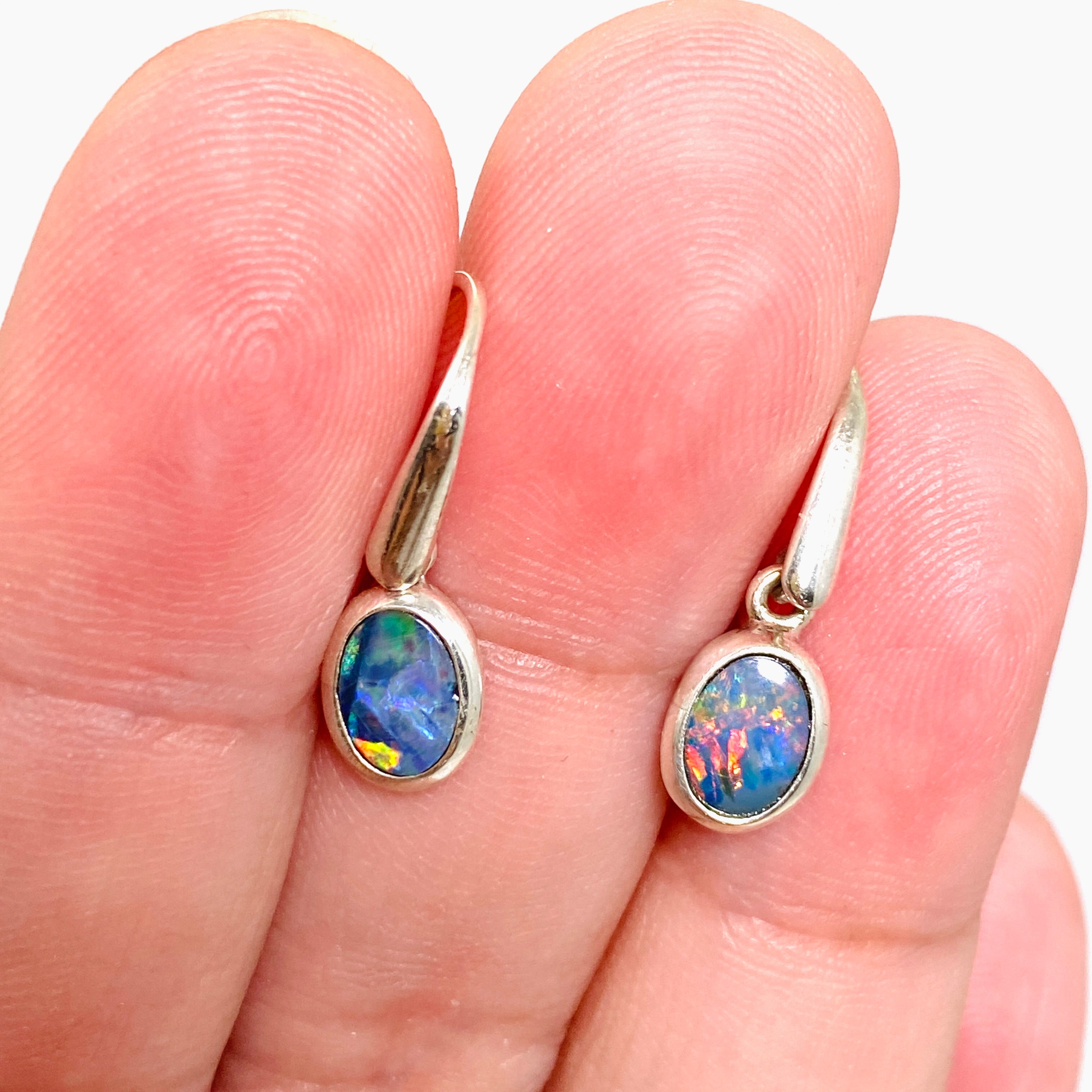 Natural Opal Doublet Oval Cabochon Earrings - Lightning Ridge Australian Opal Jewelry for Women - Perfect for Weddings, Parties & Special Occasions