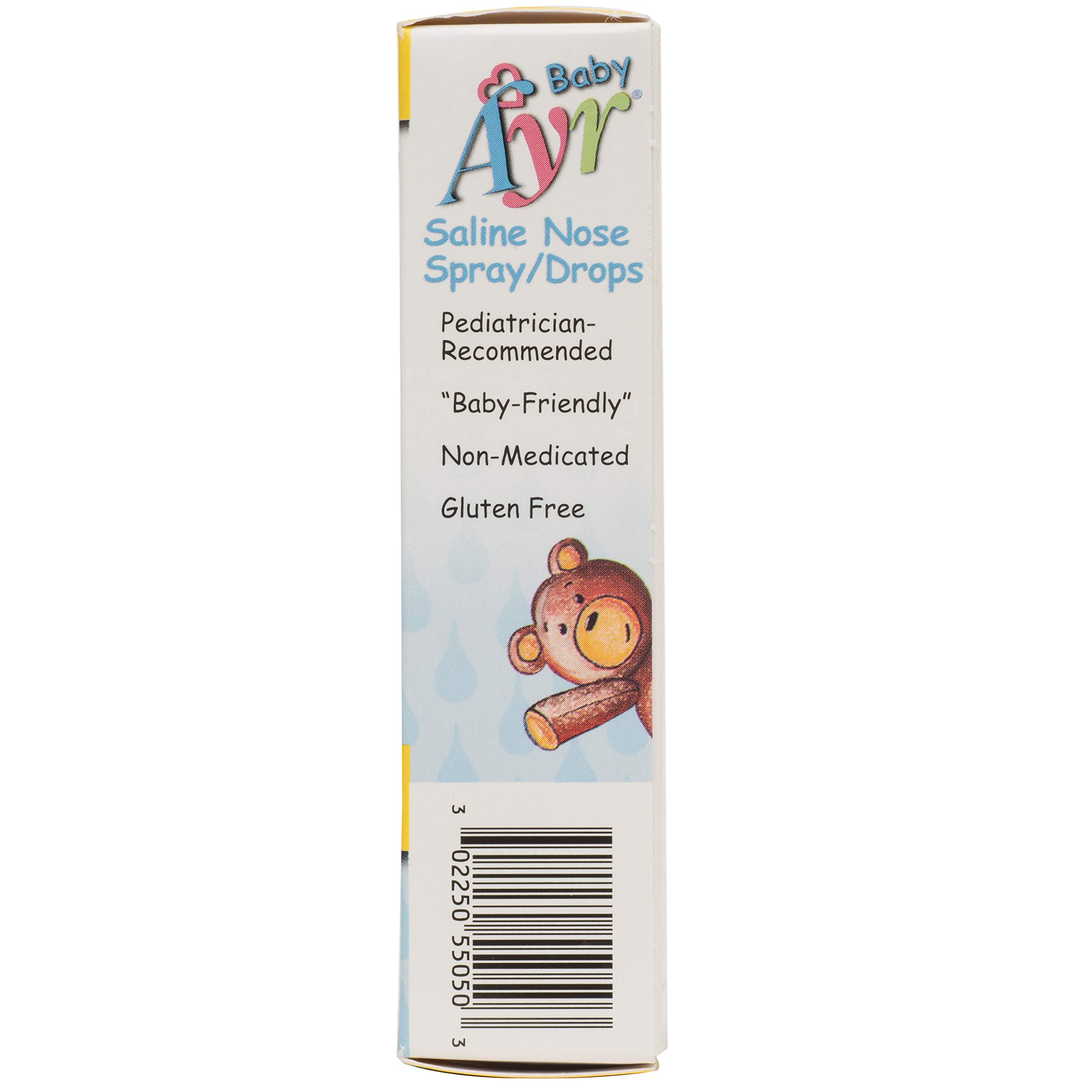 Baby Ayr Saline Nasal Spray & Drops for Infants - 1 Fl Oz Gentle Saline Solution for Congestion Relief - Safe for Newborns & Kids - Perfect for Cold, Allergies & Dry Noses - Pack of 1