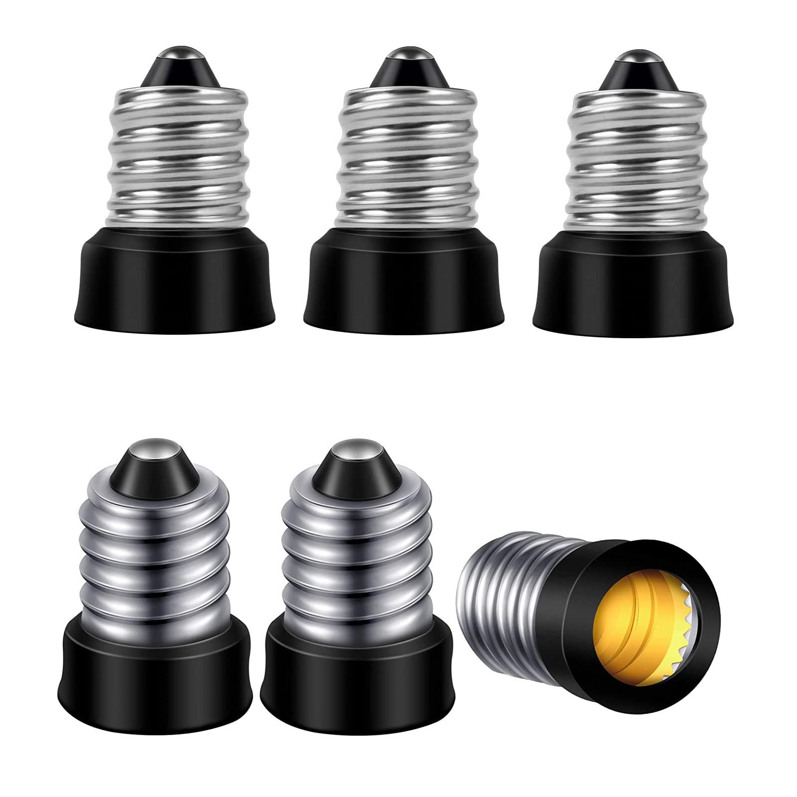 E14 to E12 Light Bulb Adapter Converter - E14 Male to E12 Female Socket for LED Lamps, Chandeliers & Ceiling Lights - Pack of 6 for Home & Commercial Lighting Solutions