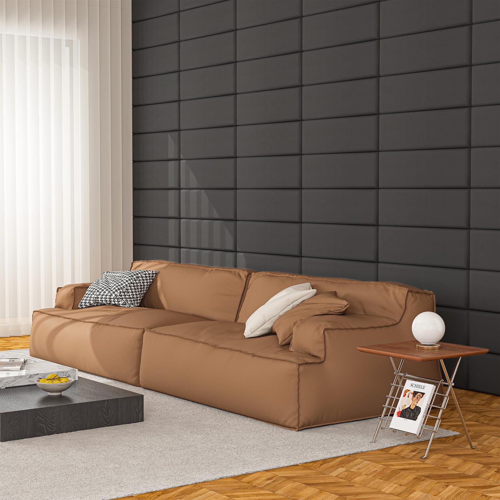 Art3d Peel and Stick Headboard Panels - Velvet Smoky Gray 3D Wall Panels (Pack of 12, 9.84