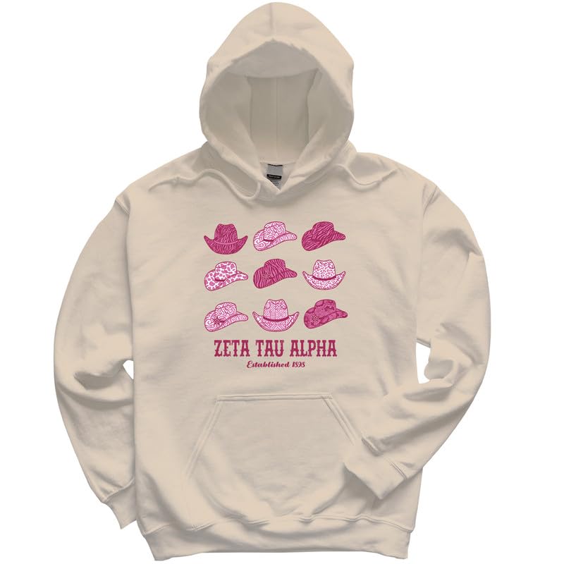 Zeta Tau Alpha Hoodie - Comfortable Zeta Cowgirl Hats Sweatshirt for Women | Greek Life Apparel, Sorority Gifts, College Fashion & Campus Style