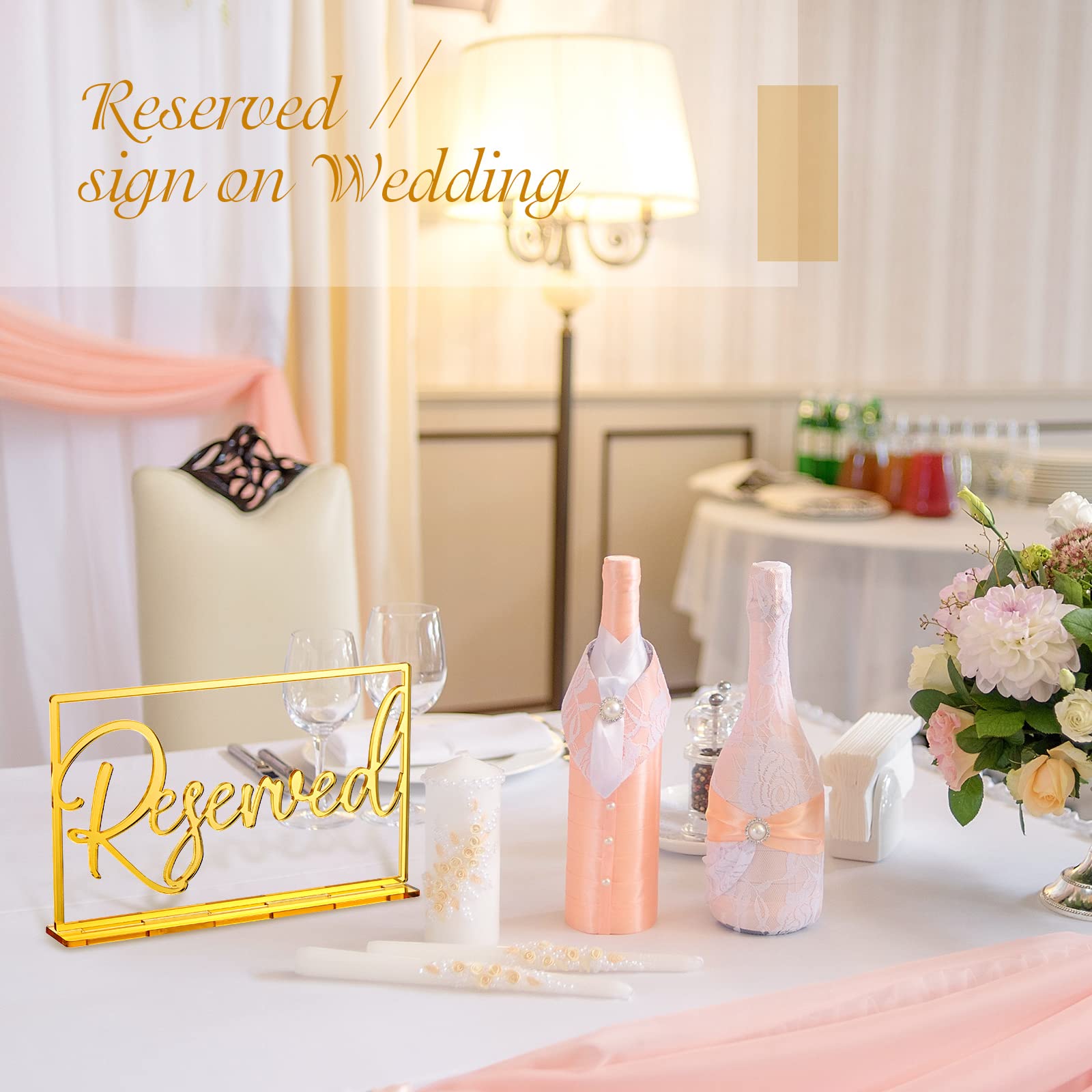 6-Piece Gold Acrylic Reserved Table Signs for Weddings, Restaurants, Business & Office Events - Elegant Standing Seating Reservation Displays for Special Occasions