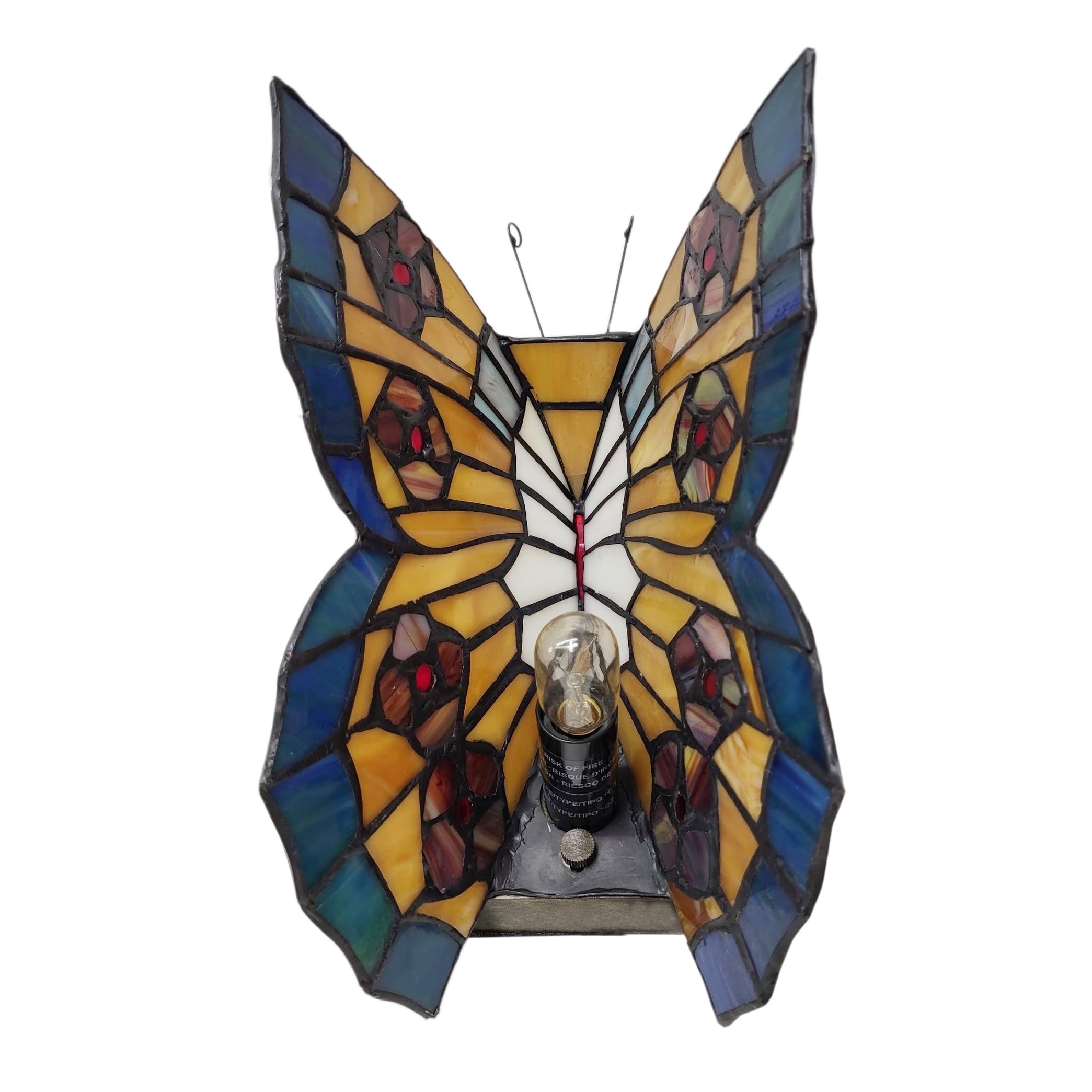 TB03 97 Glass Cuts Tiffany Night Light - 7 x 9 Inches Stained Glass Table Lamp for Bedroom, Living Room, Nursery Decor