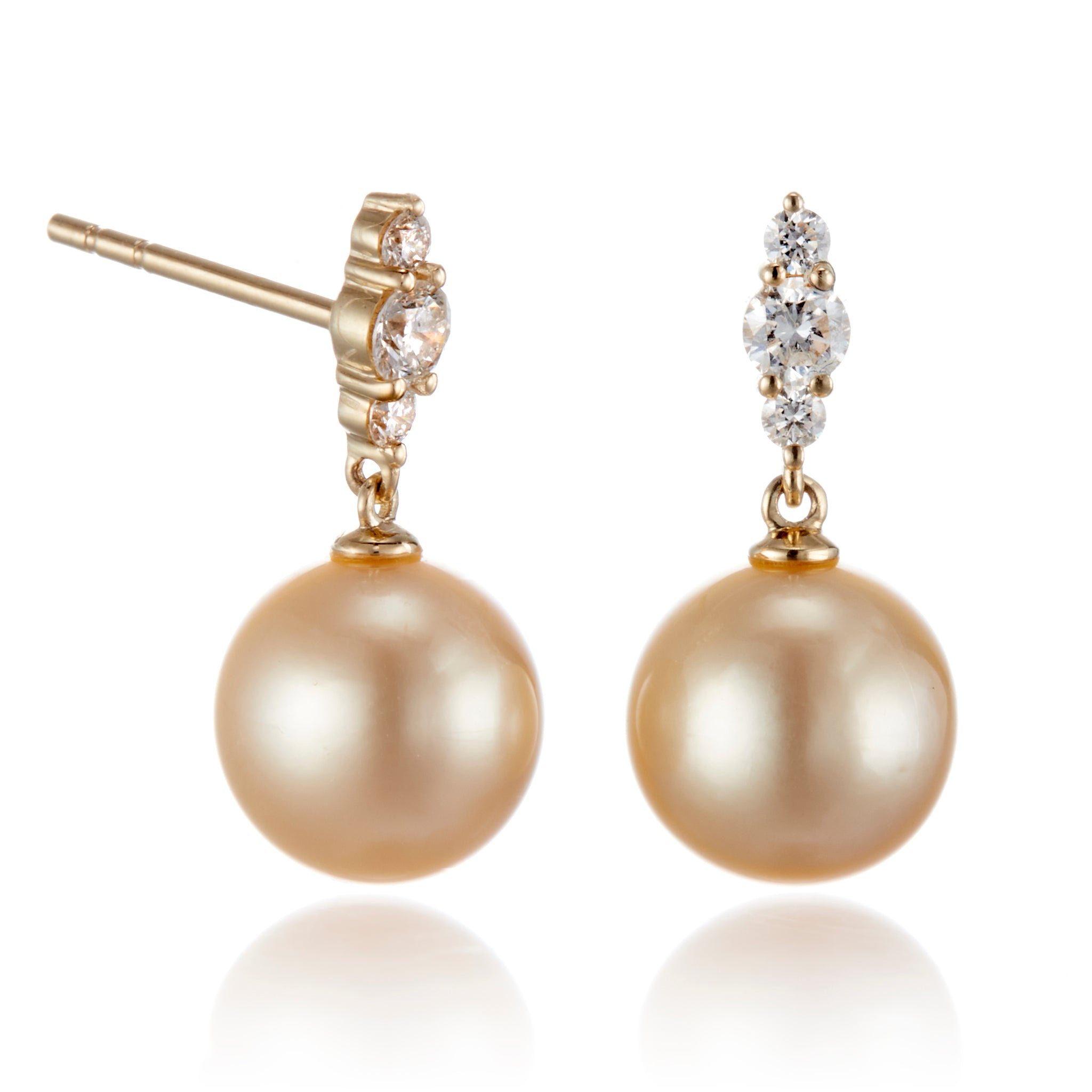 Luxury Golden South Sea Pearl & Diamond Orion Earrings for Women – Elegant Gift for Weddings, Parties & Special Occasions