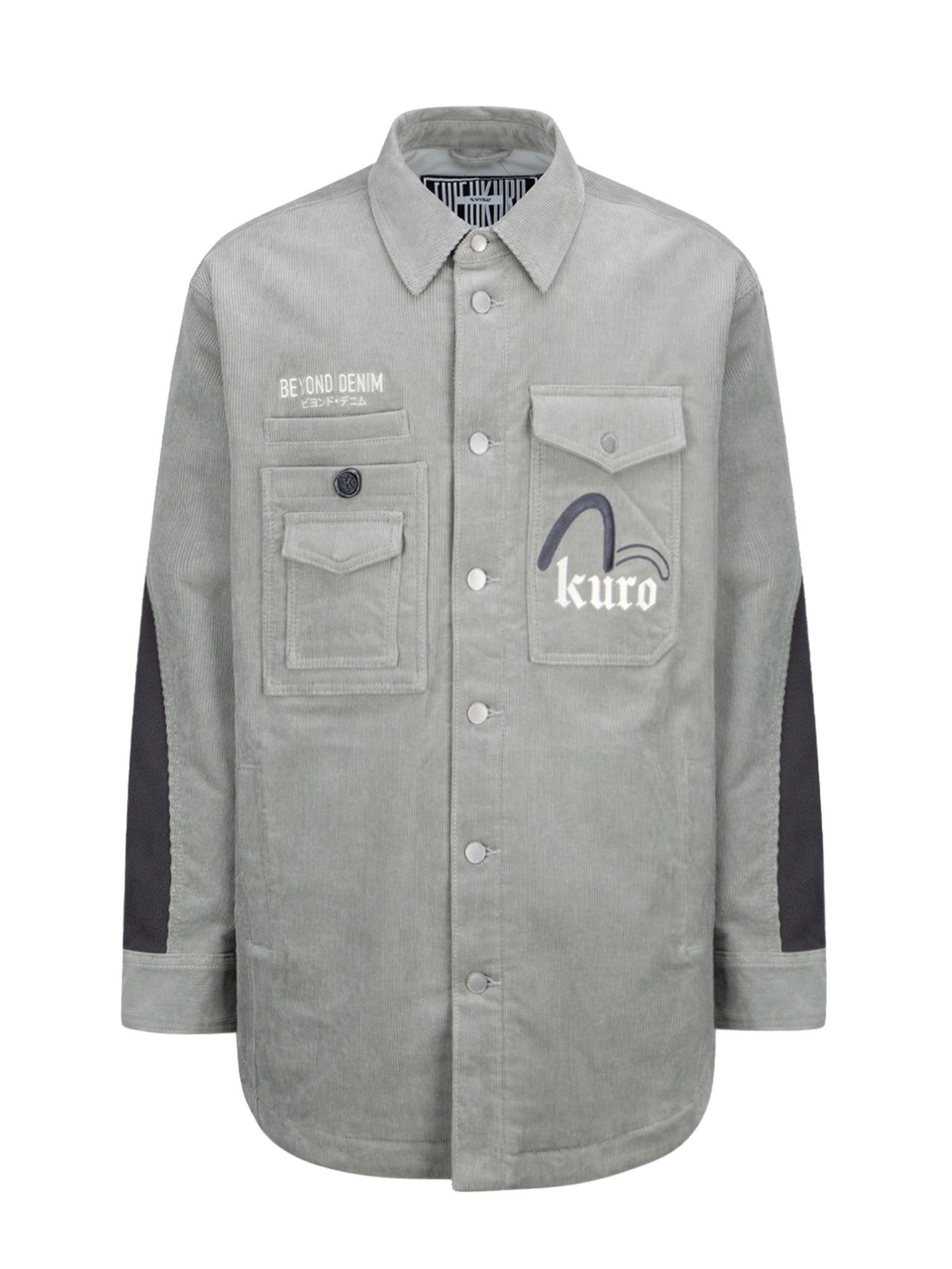 Stylish Logo Embroidered Corduroy Shirt Jacket with UV Protection Sleeves - Perfect for Outdoor Activities & Casual Wear
