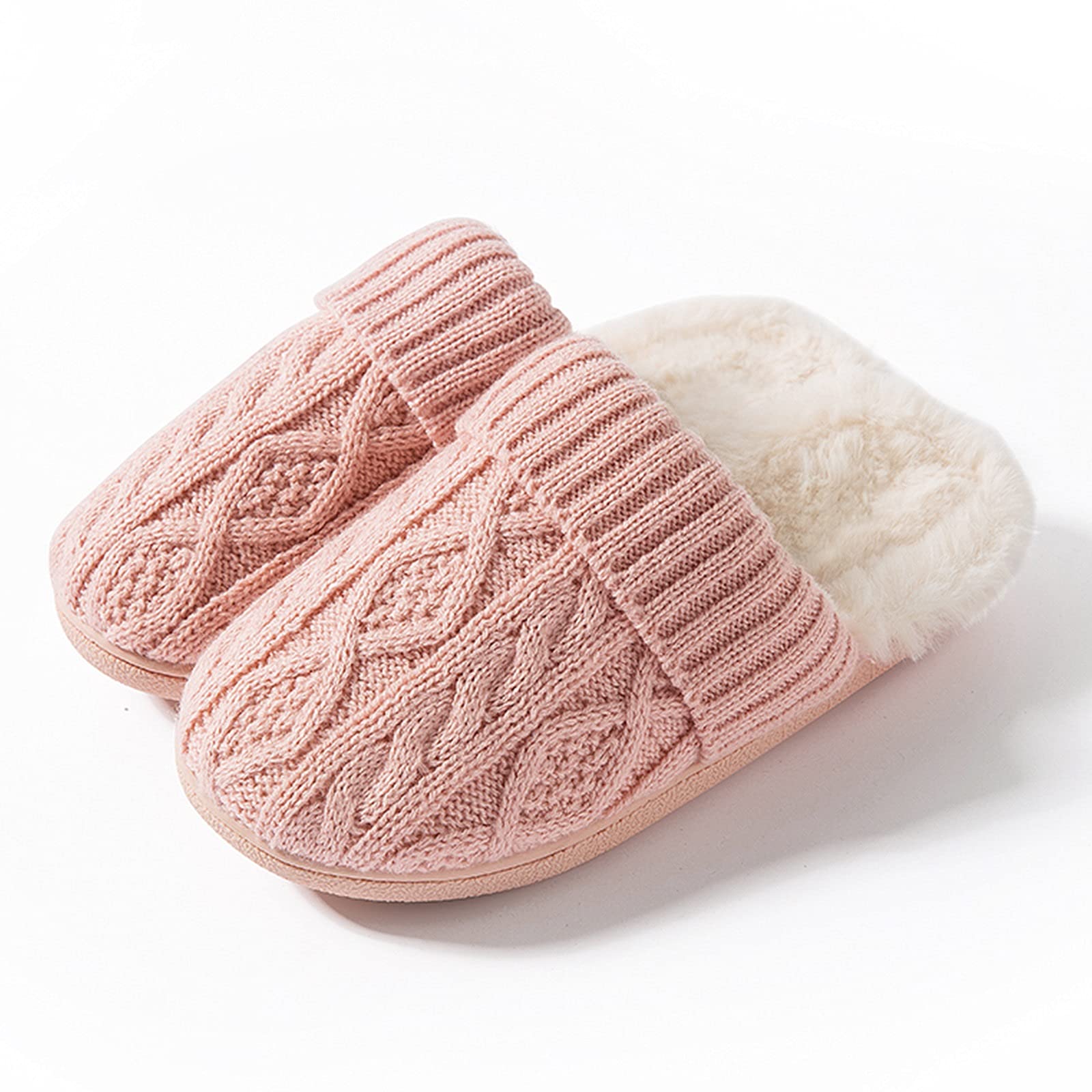 Comfortable Memory Foam Slippers for Men & Women - Soft Fuzzy Plush Lining, Arch Support, Closed Toe House Shoes - Indoor & Outdoor Use (Pink, Size EUR 38-39) - Perfect for Relaxing at Home, Lounging, or Quick Outdoor Errands