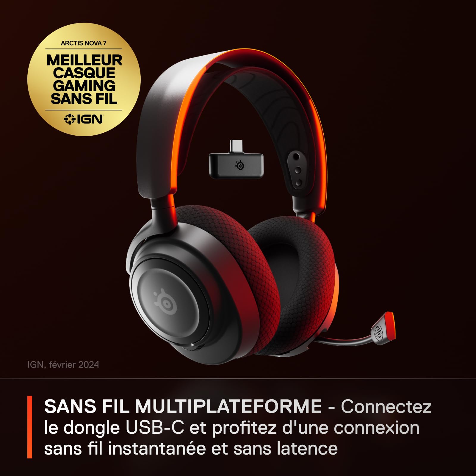 SteelSeries Arctis Nova 7 Wireless Gaming Headset - Multi-Platform (PC, PS5, Switch, VR, Mobile) - Dual Bluetooth & 2.4GHz Connectivity - 38H Battery Life - ClearCast Gen2 AI Mic - Perfect for Competitive Gaming & Streaming