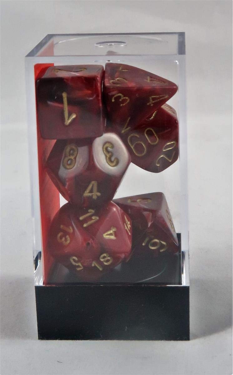Chessex CHX27434 Vortex Dice Set - 7-Piece Burgundy & Gold Polyhedral Dice for D&D, RPG, and Board Games - Perfect for Tabletop Gaming and Collectors