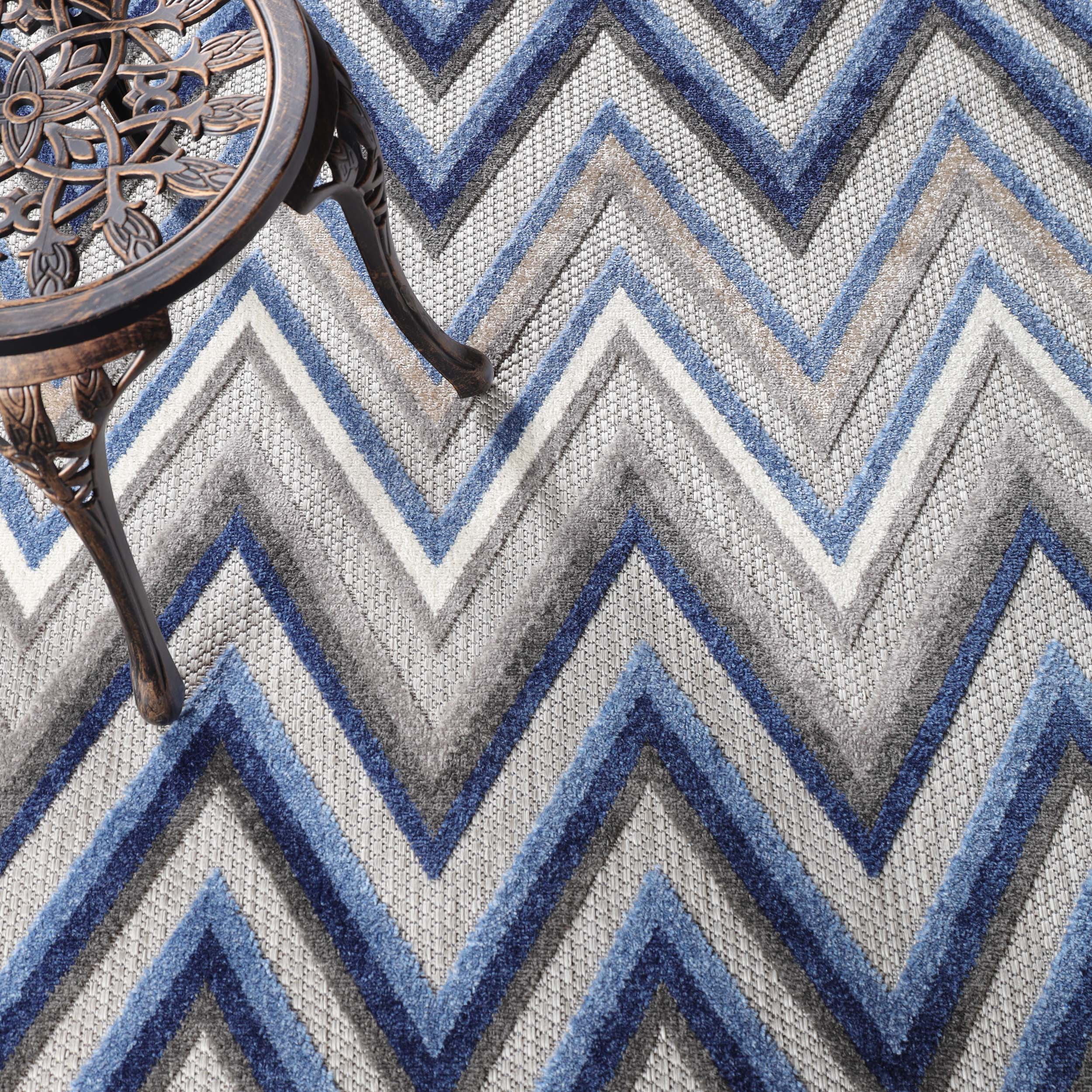 Acacia Geometric Zigzag Modern Indoor/Outdoor Area Rug or Runner - Non-Slip Boho Chic Carpet for Living Room, Bedroom, Patio & Hallway Decor