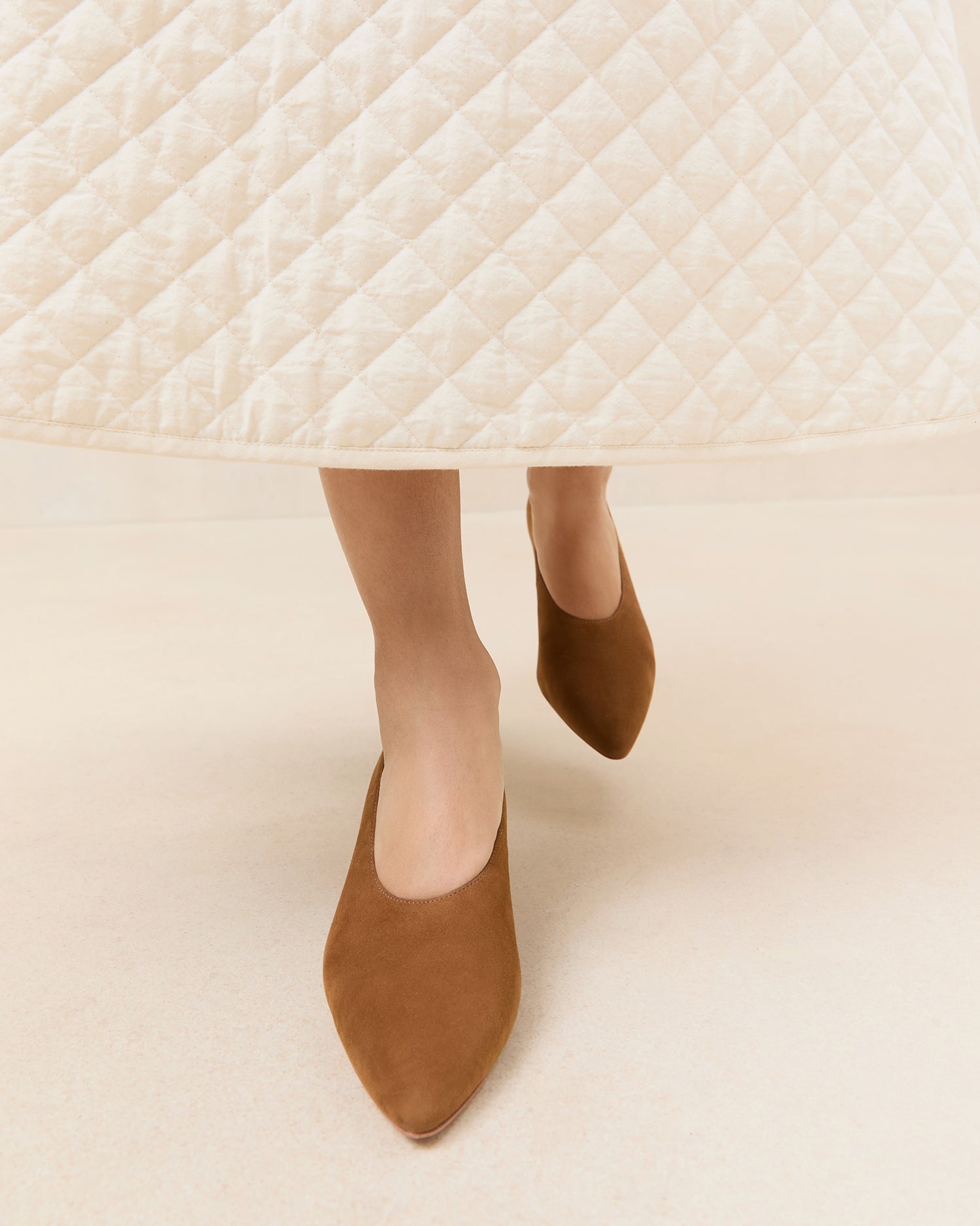 Maeve Cacao Suede Low Heel Pumps - Women's Comfortable Casual Shoes for Office & Everyday Wear