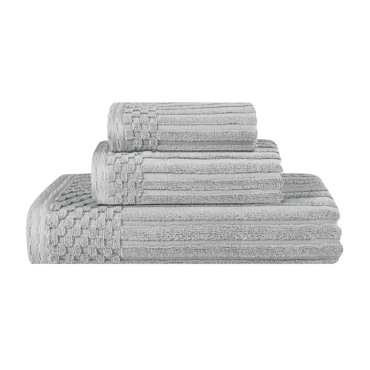 Premium Soho Ribbed Textured Cotton Bath Towel Set - Ultra Absorbent 3-Piece Towel Collection for Spa, Bathroom & Guest Use | Soft Luxury Towels for Home & Hotel