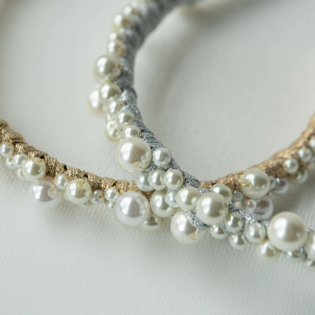 A'el Este Charlotte Bridal Pearl Headband Rose Gold - Elegant Wedding Hair Accessory for Brides, Bridesmaids & Special Occasions