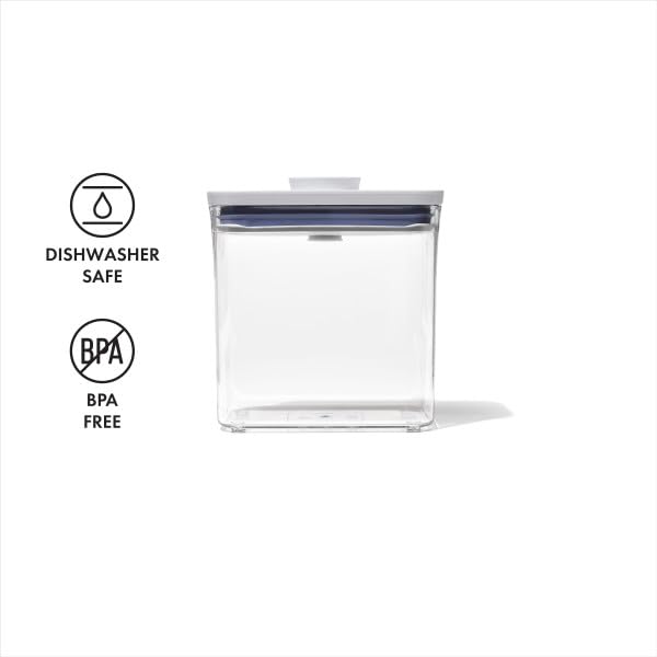 OXO Good Grips 1.7 Qt Airtight Food Storage Container - Clear Rectangle Kitchen Canister for Coffee, Flour, Sugar & Dry Goods | Pantry & Countertop Organization
