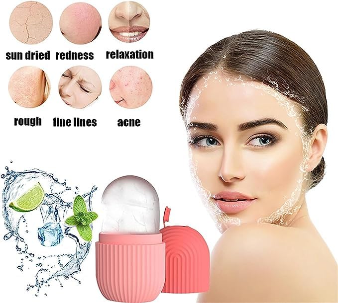 ShopiMoz Ice Roller for Face - Cooling Face Massager for Men & Women | Reusable & Unbreakable Ice Cube Roller for Puffy Eyes & Glowing Skin | Perfect for Morning Routine, Skincare & Relaxation