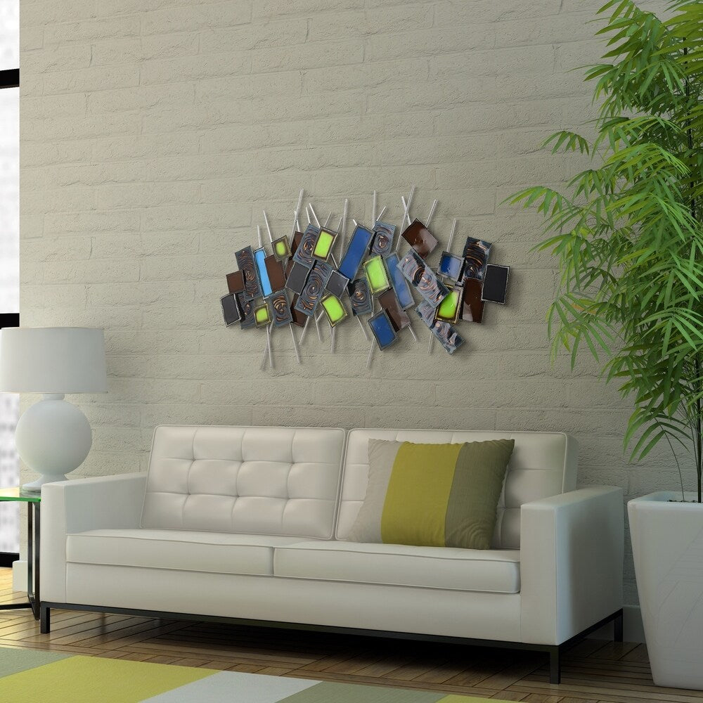 Hand-Painted Etched Metal Wall Art Sculpture - Abstract Modern Home Decor for Living Room, Bedroom & Office