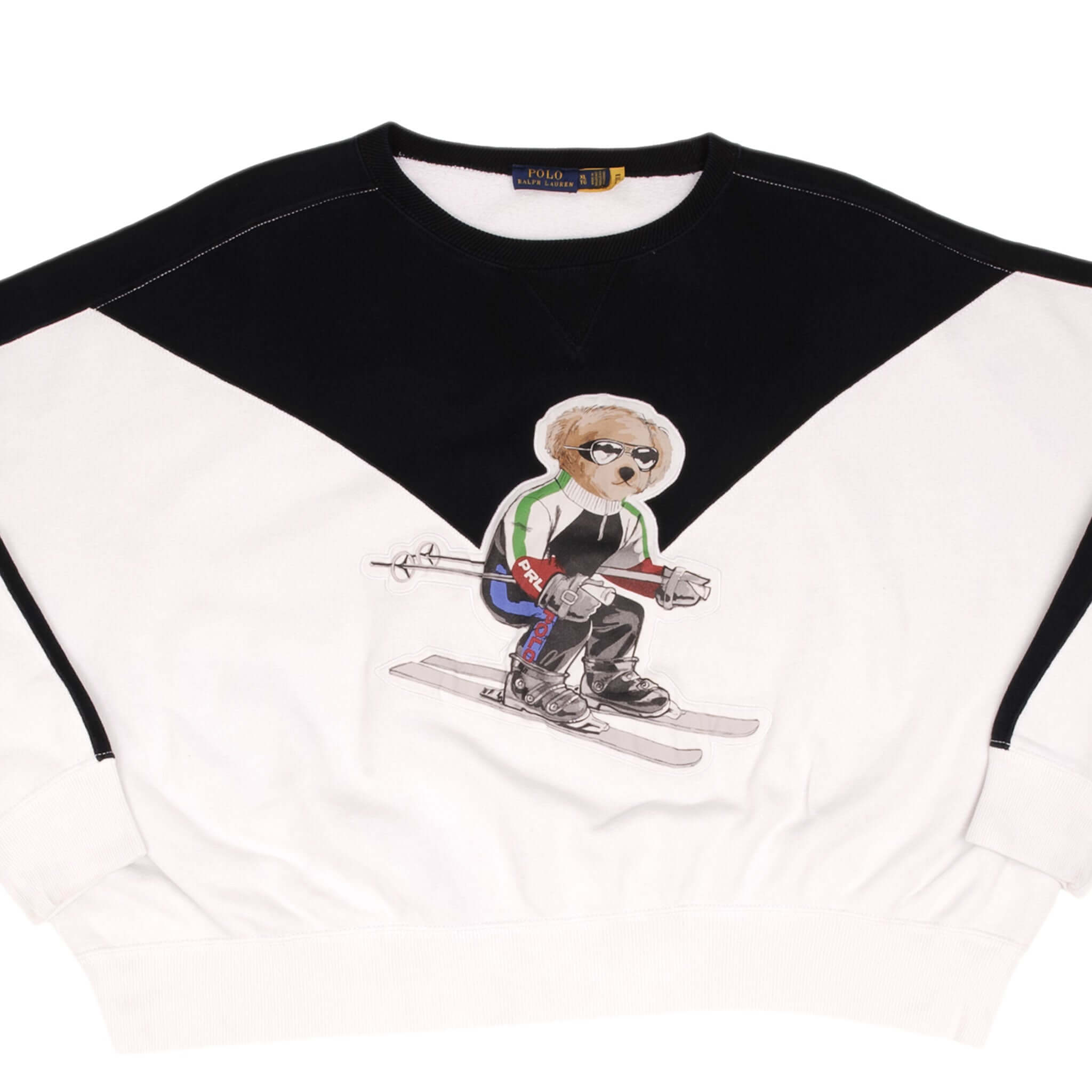 RALPH LAUREN Skiing Bear Cropped Sweatshirt for Women - XL Size, Cozy Winter Pullover for Skiing & Casual Wear