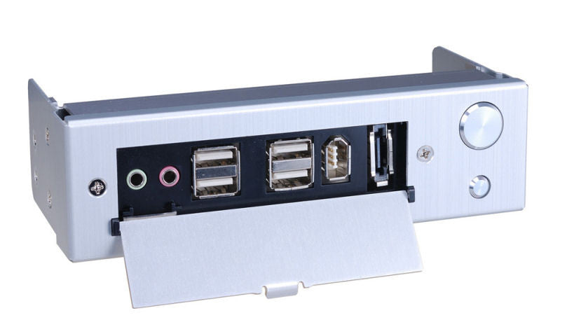 Lian Li BZ-U01 Multi Media Port with Power Switch - Silver/Black for PC Case - Perfect for Gaming Rigs and Workstation Setups