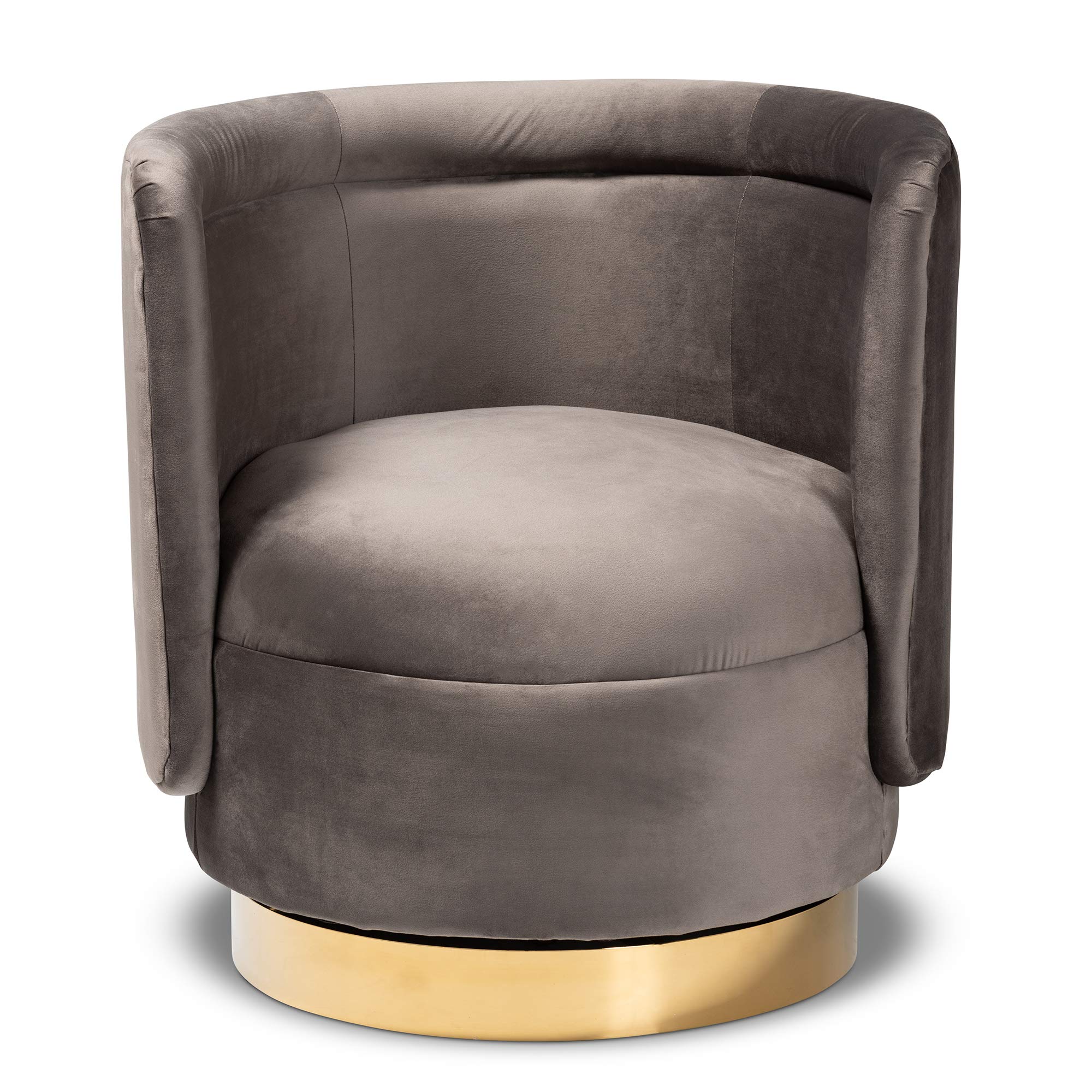 Baxton Studio Modern Accent Chairs - Grey & Gold Upholstered Dining Room Chairs for Home Office, Living Room & Bedroom Decor