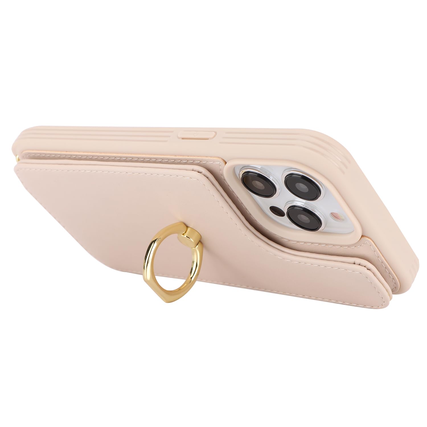 Premium iPhone 15 Pro Wallet Case with Card Holder & Crossbody Strap - 6.1 Inch Protective Phone Cover with Kickstand & Snap Clasp (Beige) | Perfect for Women's Everyday Use, Travel & Hands-Free Convenience
